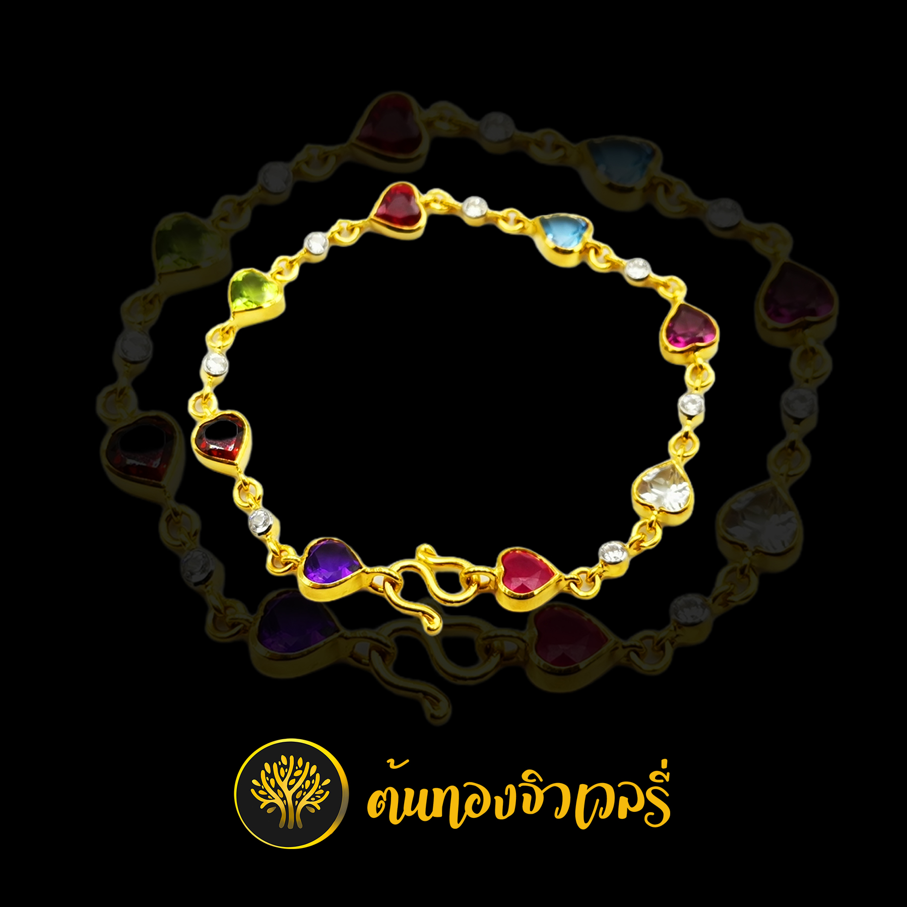 กำไลข้อมือ พลอยแฟนซีหัวใจเพชรขั้น สวยๆ สีสันสดใสครับ