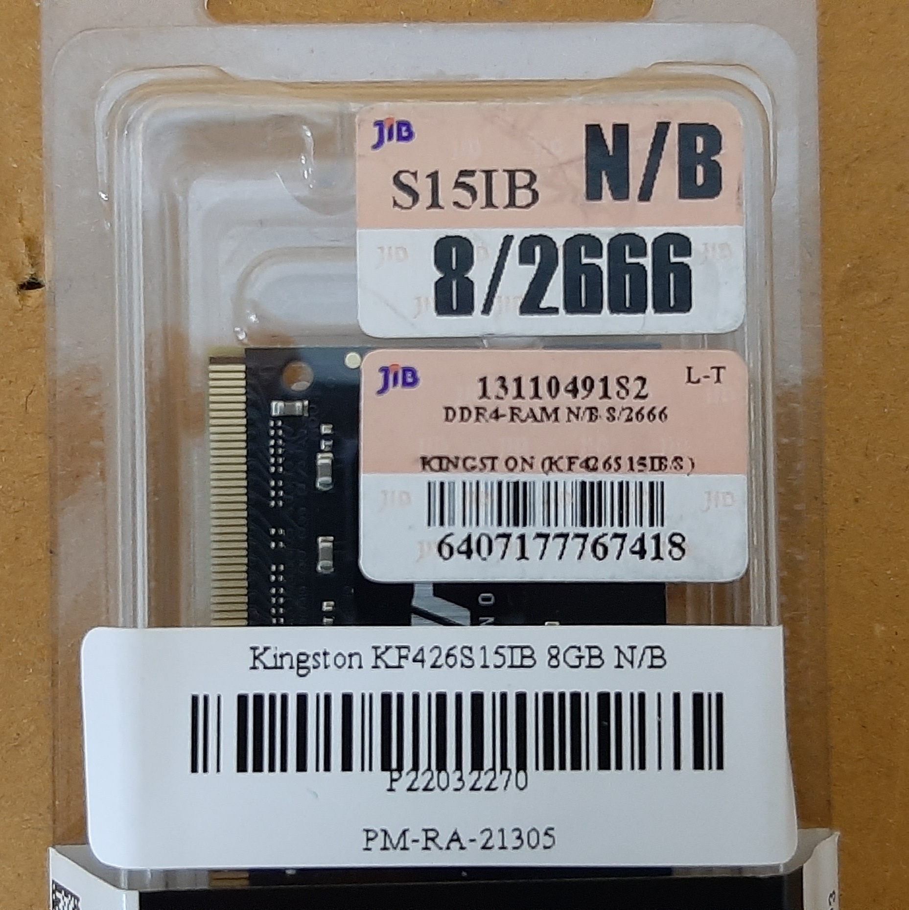 RAM DDR4(2666, NB) 8GB KINGSTON FURY IMPACT (KF426S15IB/8) ประกันร้าน 1 เดือน (ของใหม่ มีกล่อง)