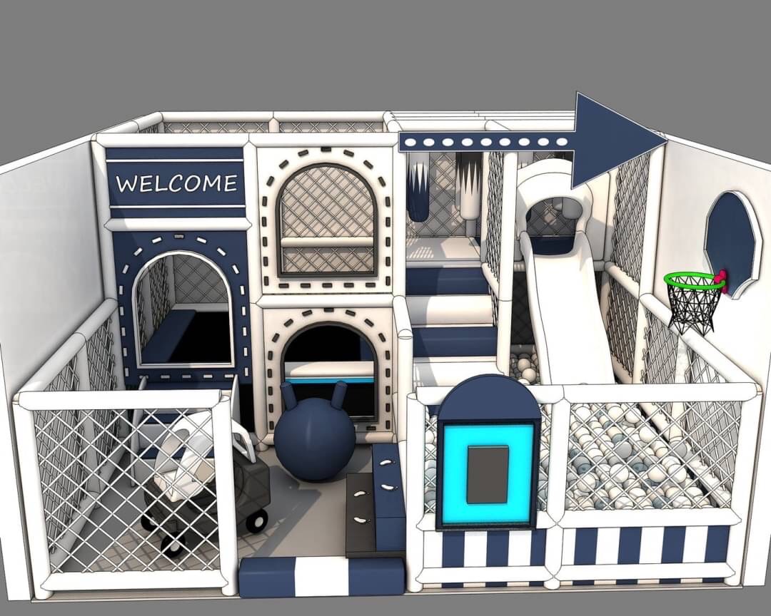 ห้องบอล ชุดสวนสนุกเด็กสีโมเดิร์น สวนสนุกในห้าง รับทำบ้านบอล kids zone สำหรับในศูนย์การค้าในห้าง โรงเรียน