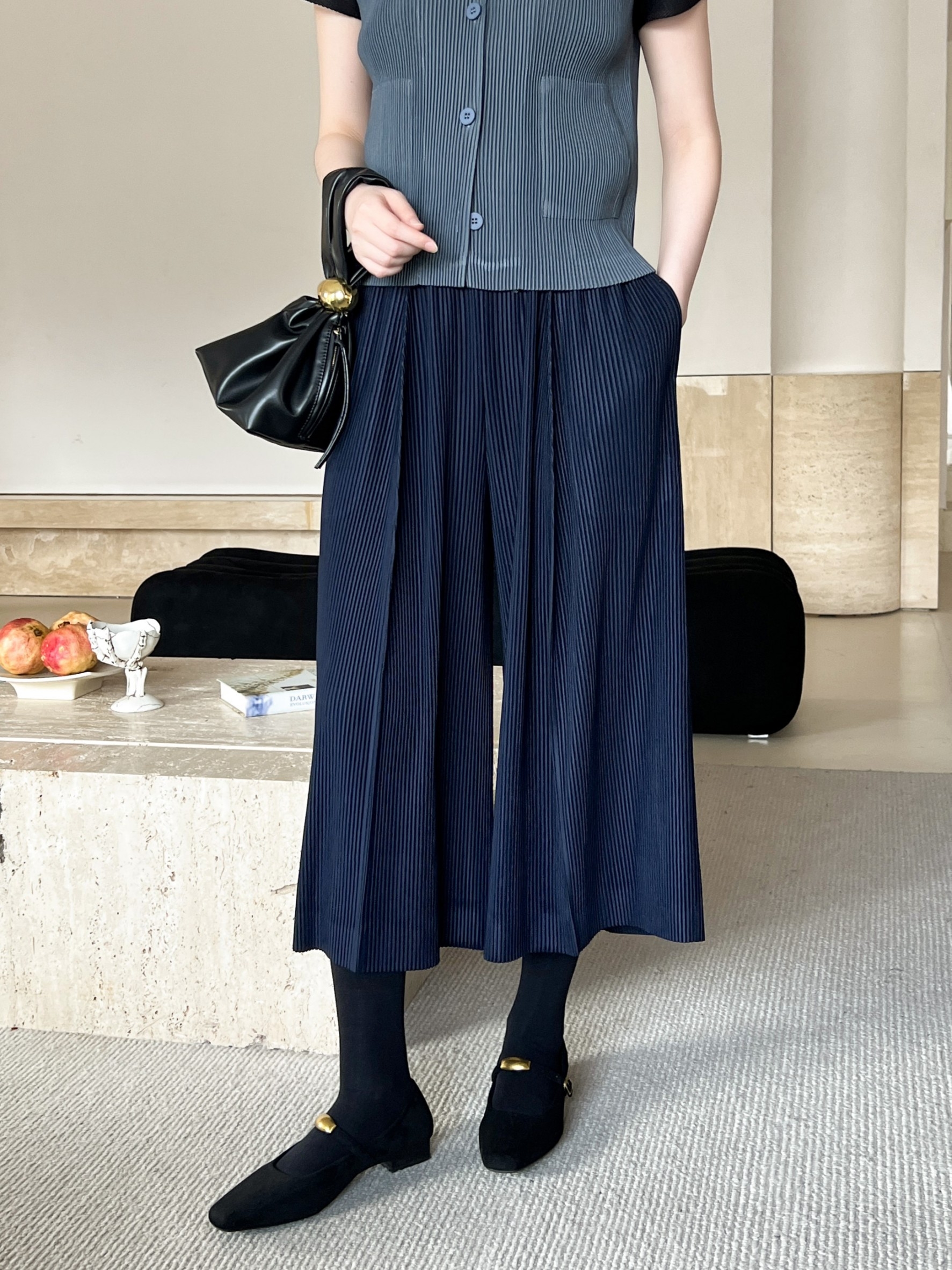 ยาว 32 นิ้ว 2MUAY รุ่น GJO1805 กางเกงพลีทคุณภาพ THICK WIDE LEG PLEATED PANTS 9 สี FREE SIZE