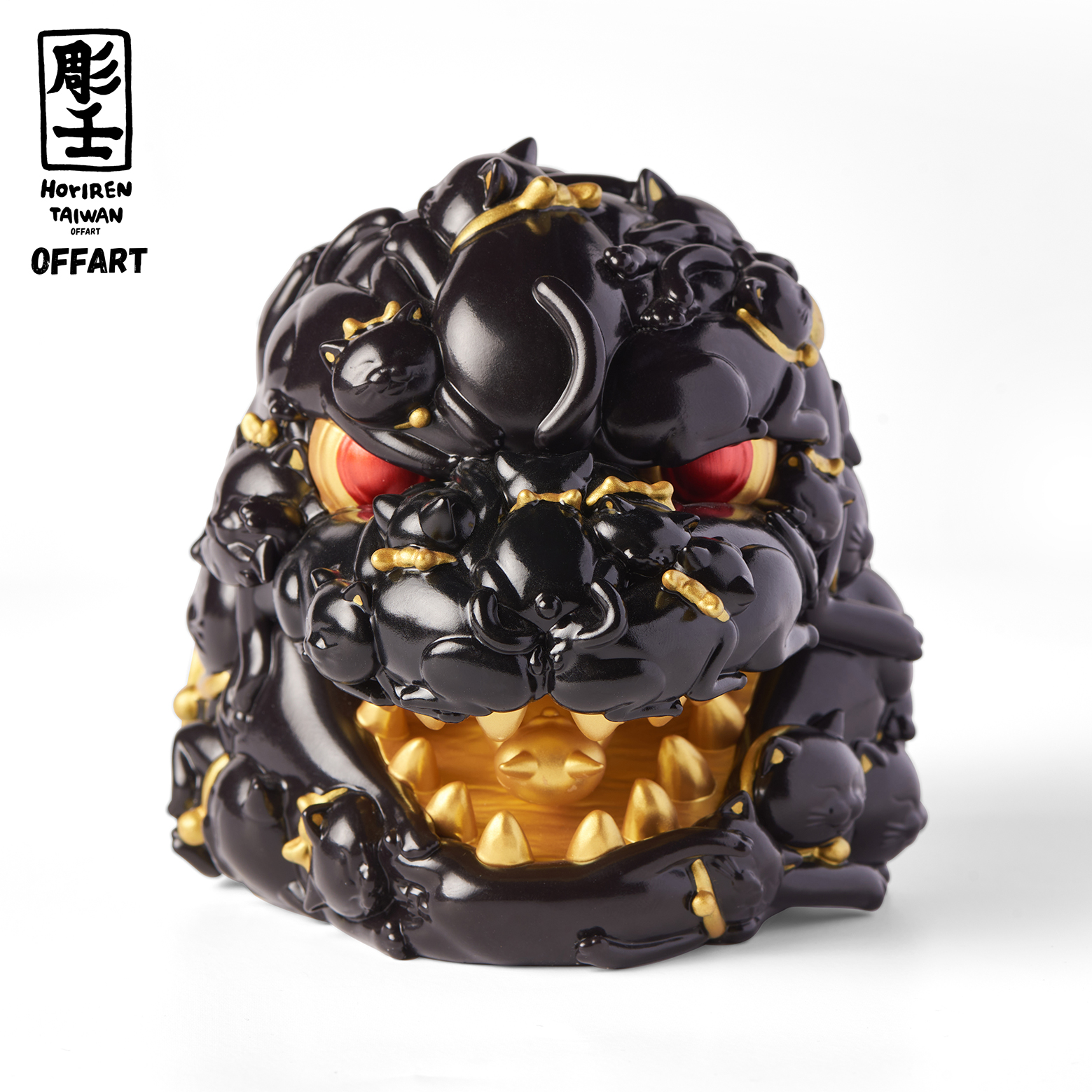 [สั่งจอง]OFFART X Horiren Red Flame Hundred Cats : Mini Fortune Head Statue - Black Gold Bust