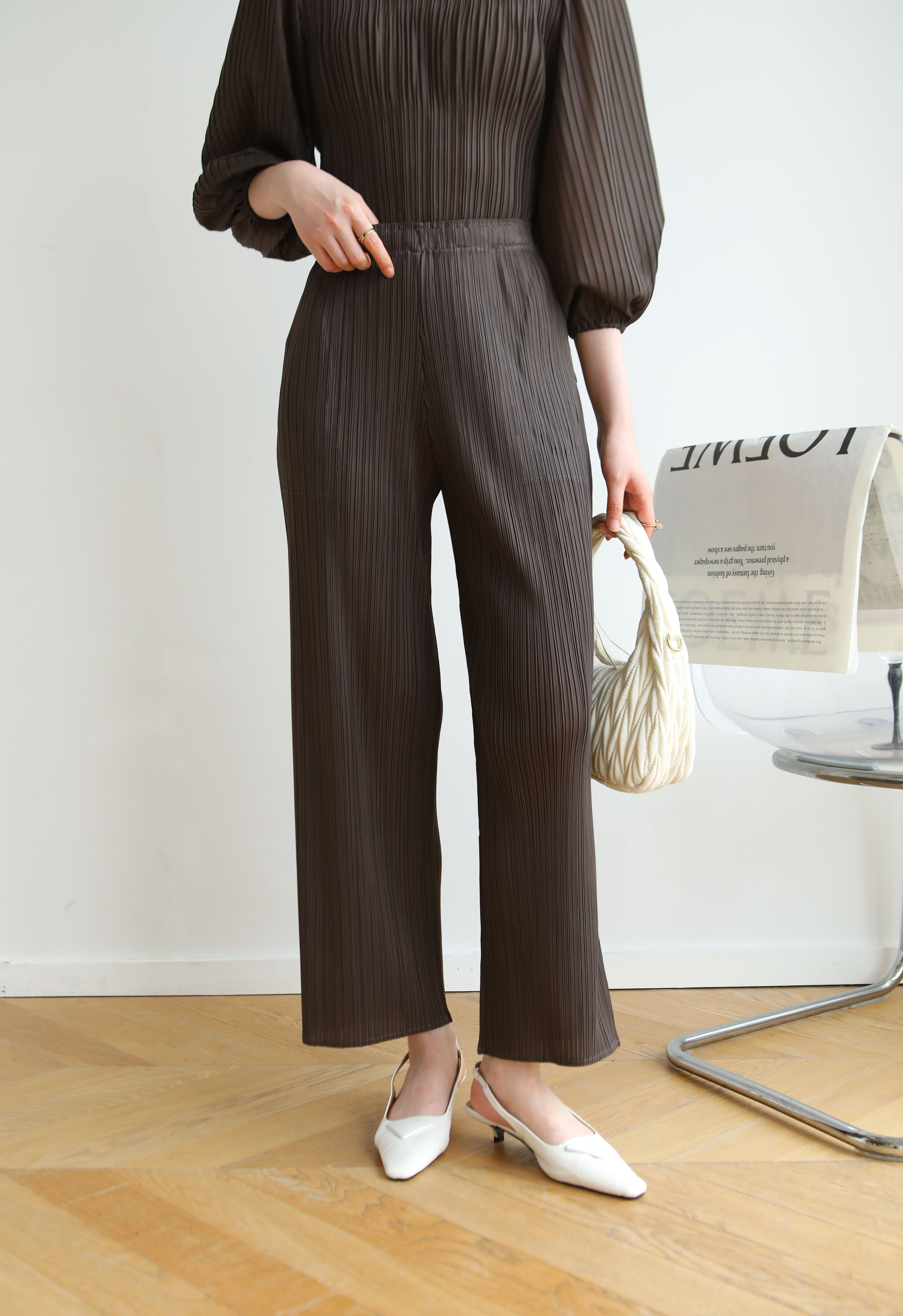 ยาว37นิ้ว! 2MUAY BASIC รุ่น GJO8312 กางเกงผู้หญิง กางเกงอัดพลีทคุณภาพ BASIC STRAIGHT PLEATED PANTS 12สี FREE SIZE