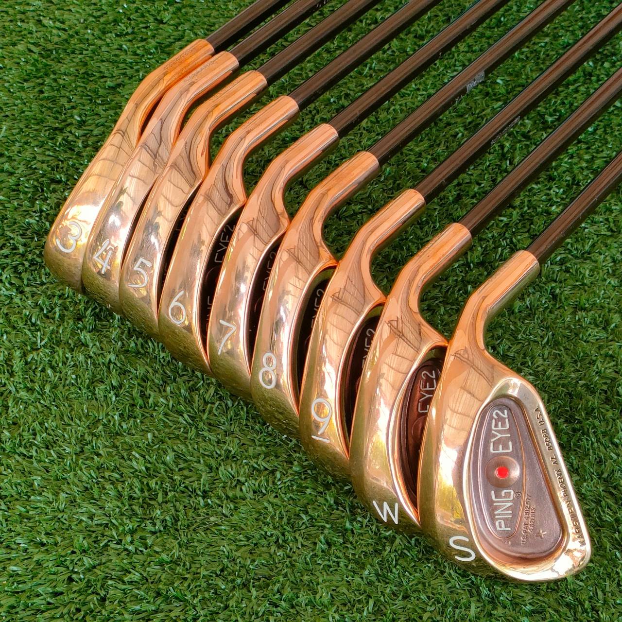 ชุดเหล็ก PING EYE2 PLUS จุดส้ม มีเหล็ก 3 - 9 เเละ PW SW ได้ 9 ชิ้น ก้าน ALDILA LOW TORQUE FLEX R ก้านกราไฟต์พรีเมี่ยม ไม้กอล์ฟมือสอง ของแท้ BY NakaraLuxurious