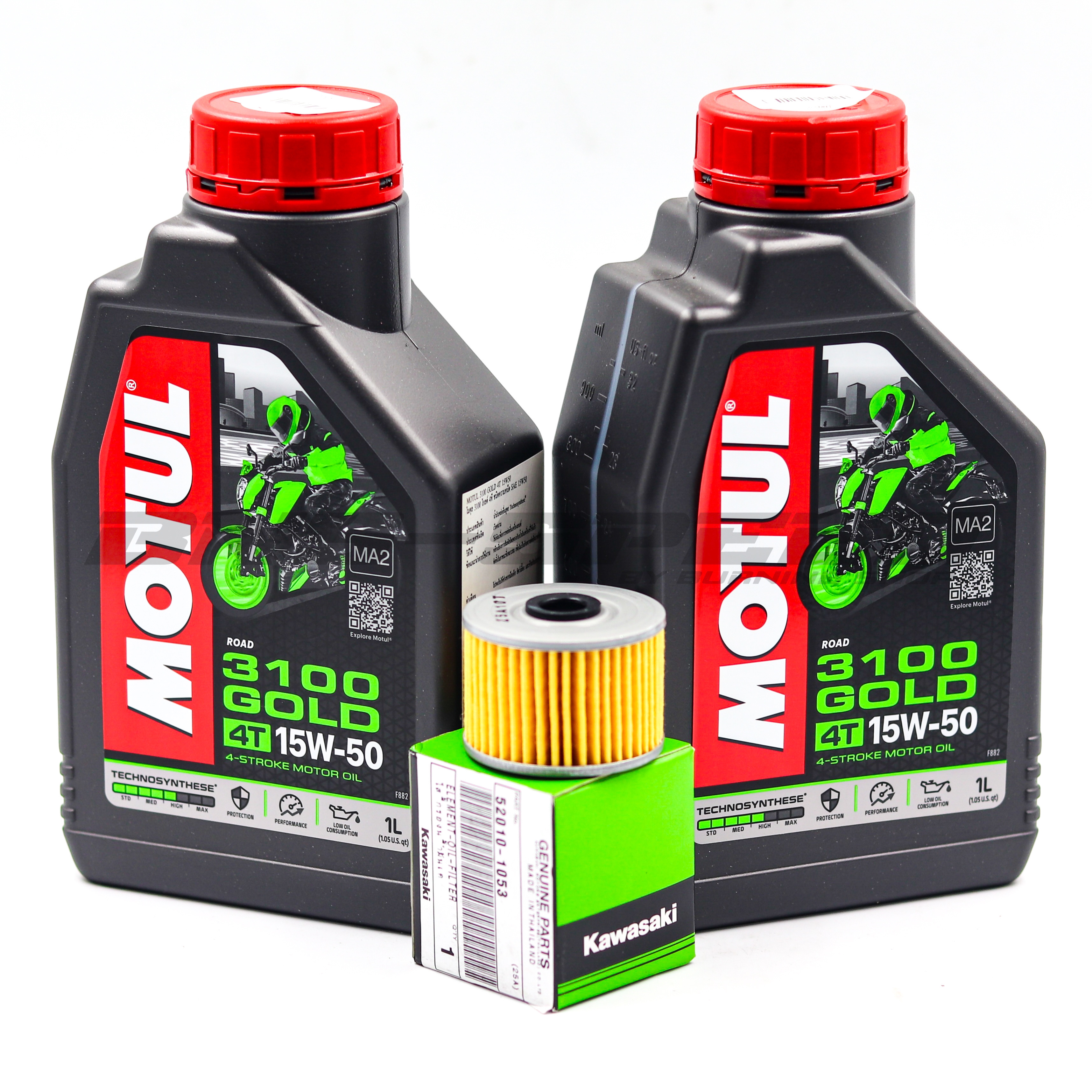 ชุดถ่ายน้ำมันเครื่อง KLX230/250/DTX250 - Motul 3100Gold 15W50, 10W40