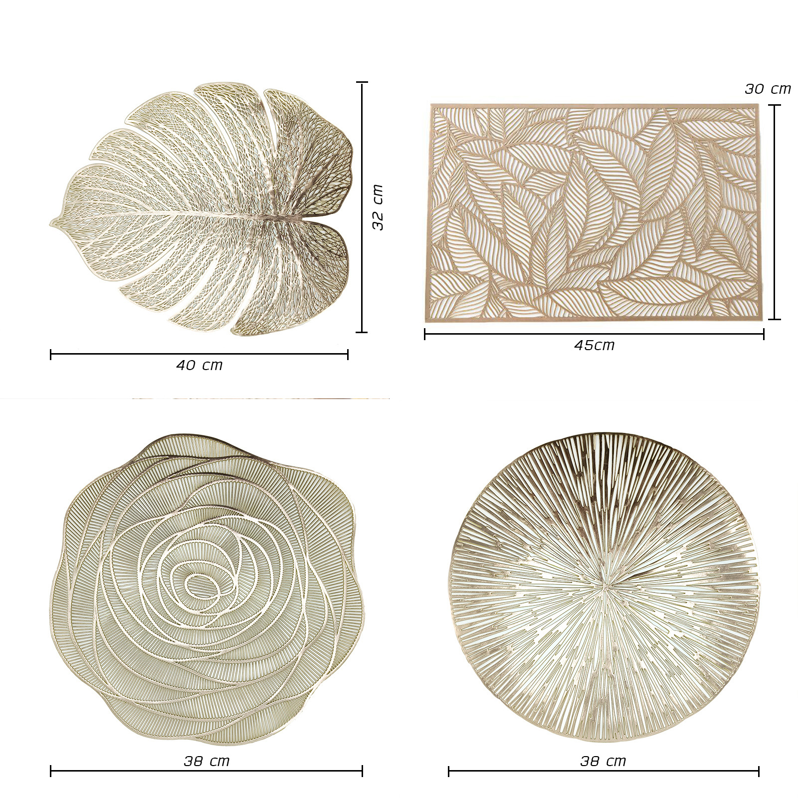 แผ่นรองจานอาหาร PP ฉลุ มีให้เลือกหลายแบบ หลายลาย หลายสี กันรอยขีดข่วน ไม่ลื่น กันความร้อน รองอุปกรณ์ใช้ในครัว อุปกรณ์ใช้ทั่วไป