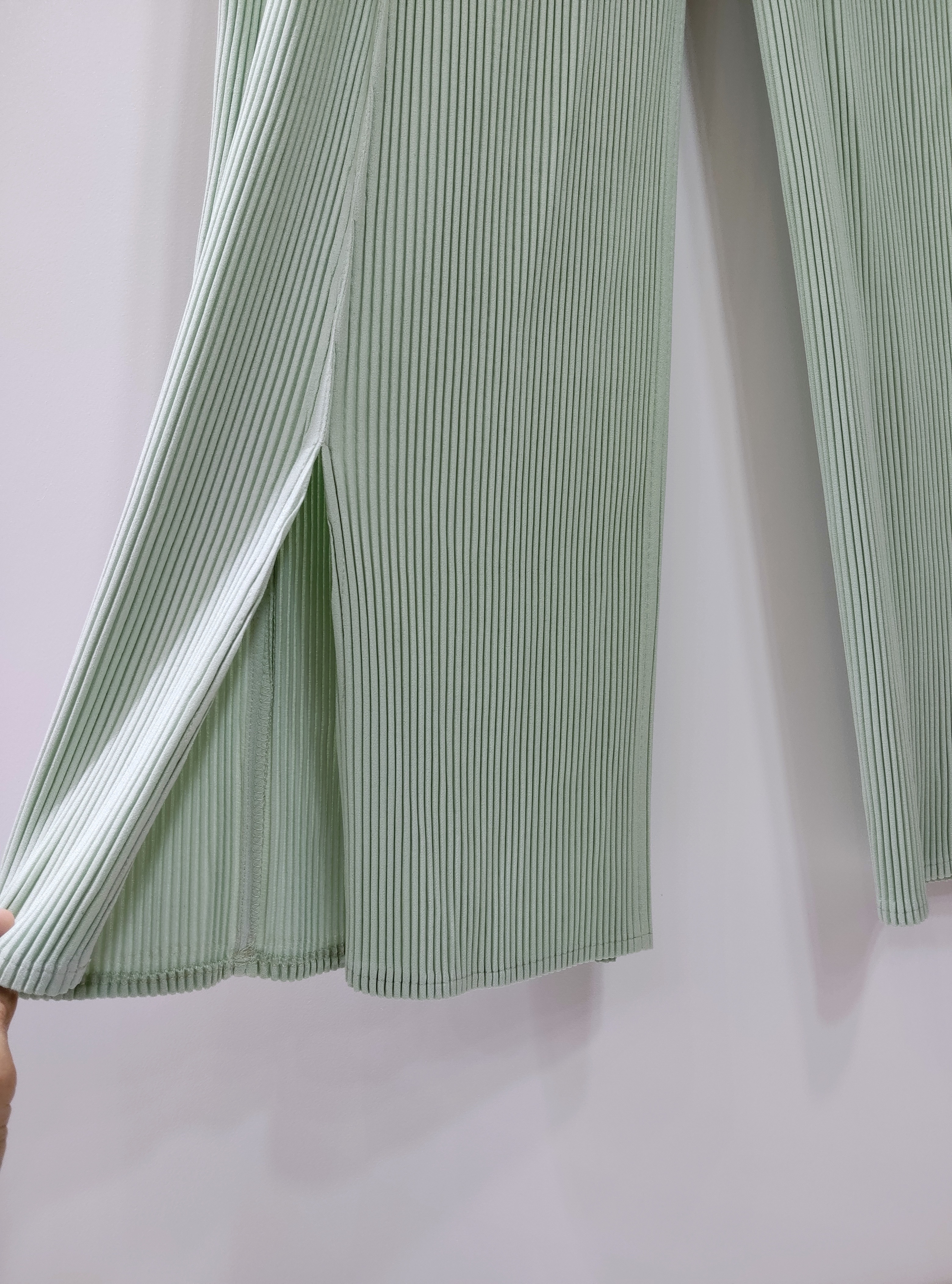 ยาว 37 นิ้ว 2MUAY รุ่น GJO3435 กางเกงพลีทคุณภาพ THICK WIDE LEG SPLIT FRONT PLEATED PANTS 10 สี FREE SIZE