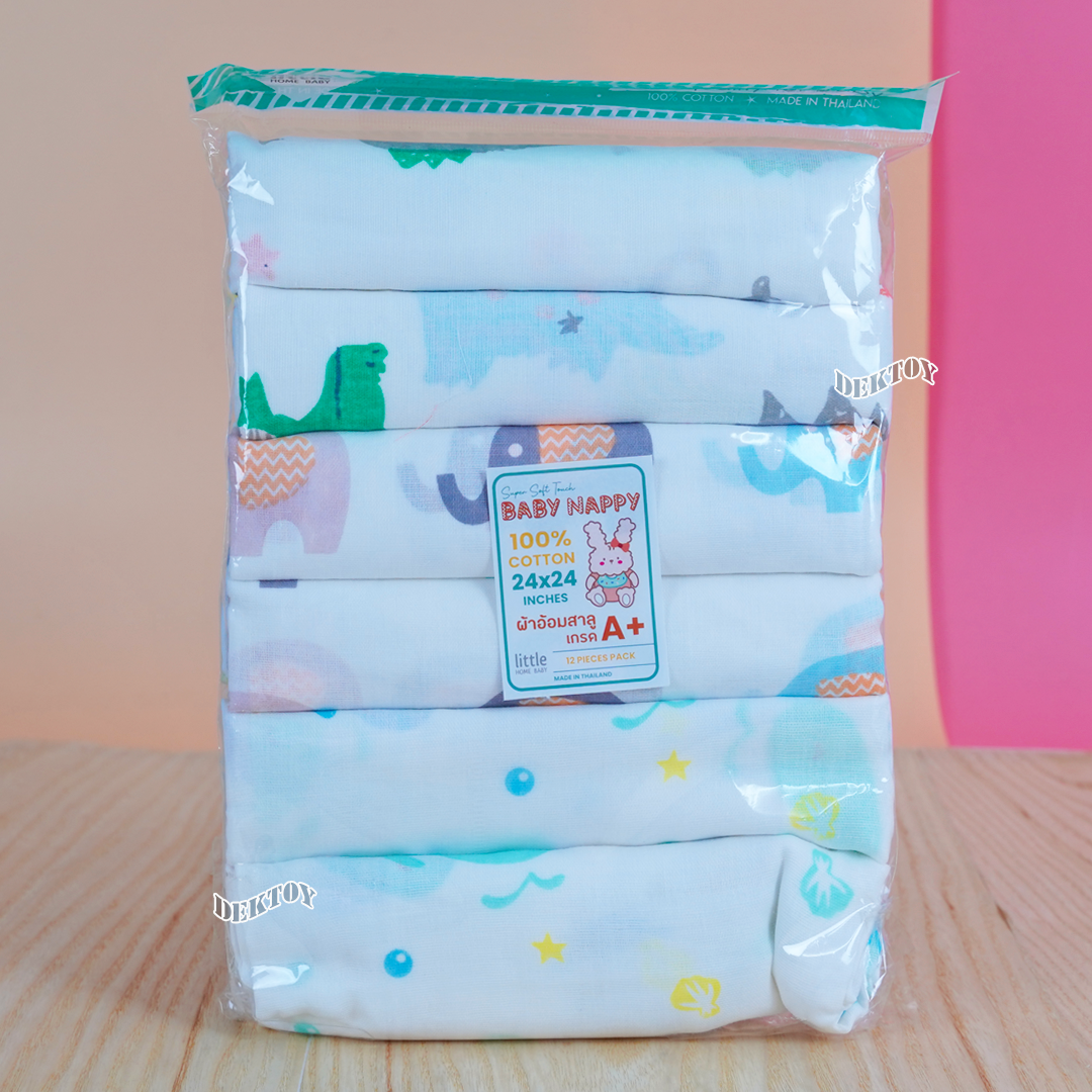 Litelhome ผ้าอ้อมเด็ก ผ้าอ้อมสาลู 24 นิ้ว 12 ผืน