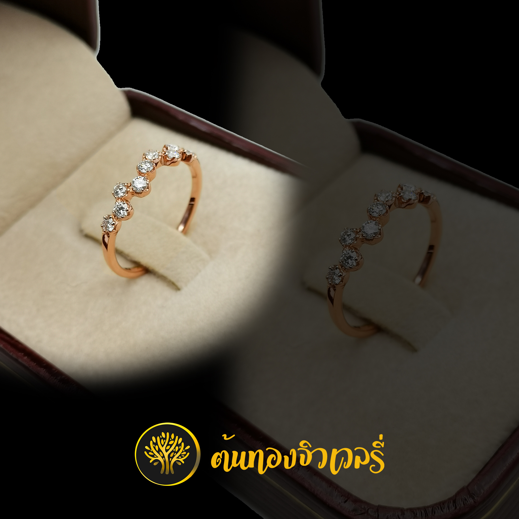แหวนพอิ้งค์โกลด์ ฝังเพชร