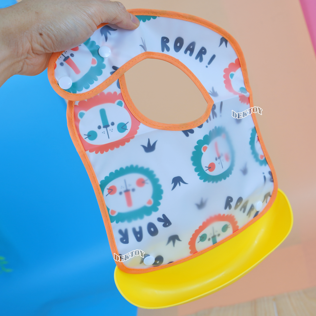 Gracekids เกรซคิดส์ ผ้ากันเปื้อนพลาสติกมีที่รองอาหาร กันเปื้อนเด็ก PVC ปรับขนาด2ระดับ