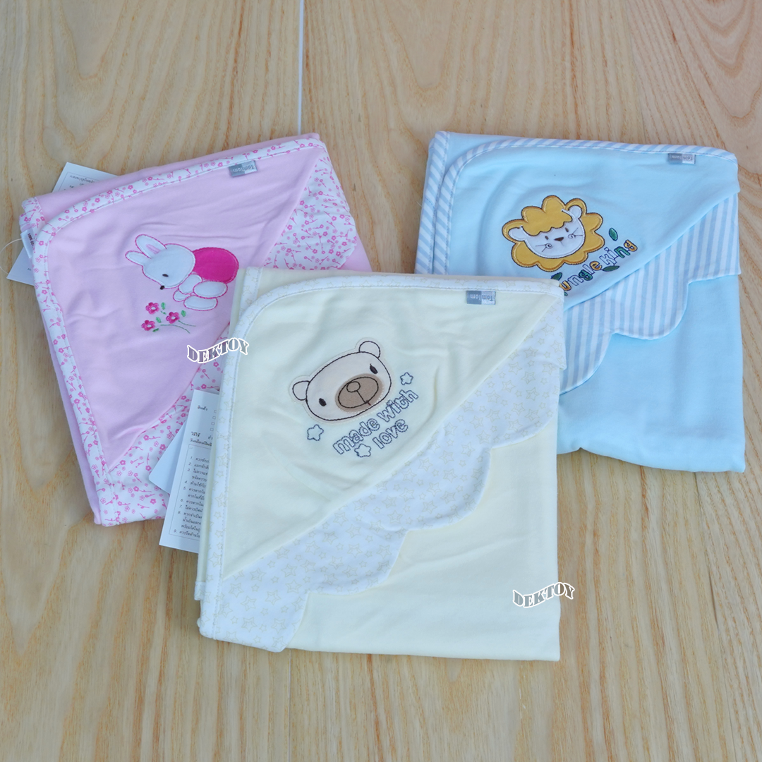 Tomtomjoyful ผ้าห่อตัวเด็กทารก แบบสำเร็จรูป ผ้านิ่ม ลื่น นุ่มสบาย Cotton 100% ไซส์ 70x70 ซม.