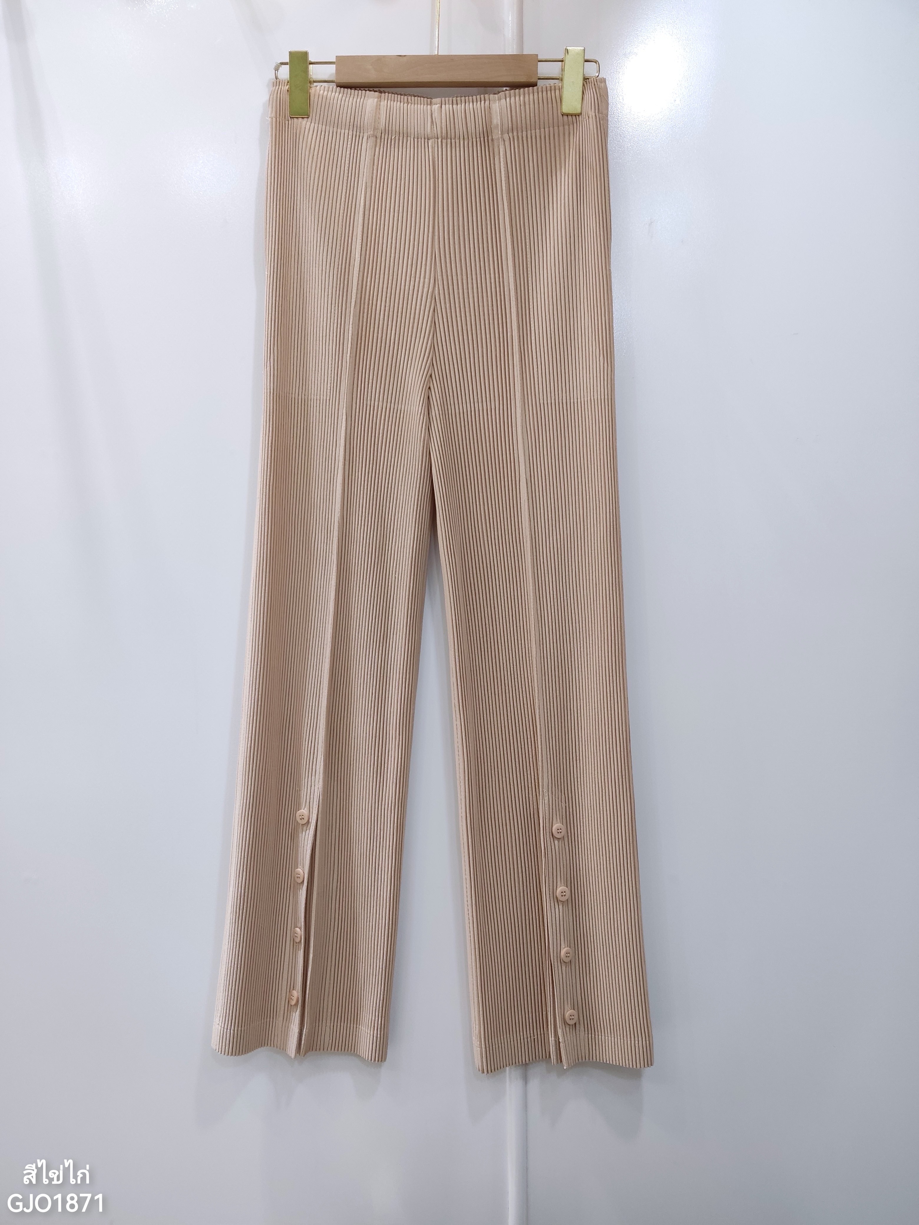 ยาว 38.5 นิ้ว 2MUAY รุ่น GJO1871 กางเกงพลีทคุณภาพ THICK STRAIGHT LEG SPIT FRONT PLEATED PANTS 10สี FREE SIZE