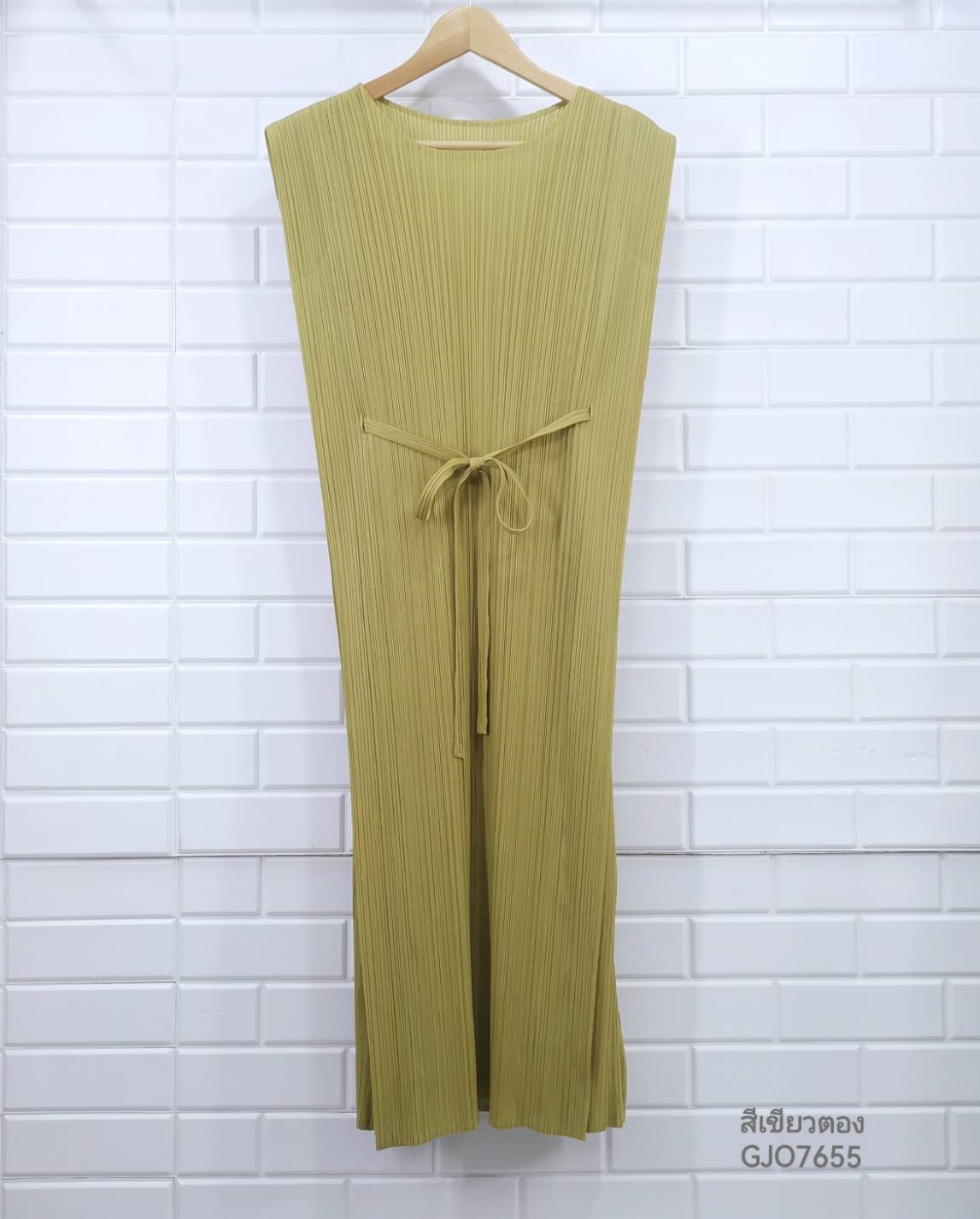 2MUAY รุ่น GJO7655 SIMPLE BOW TIE PLEATED DRESS เดรสผู้หญิง เดรสพลีทคุณภาพ 15สี FREE SIZE