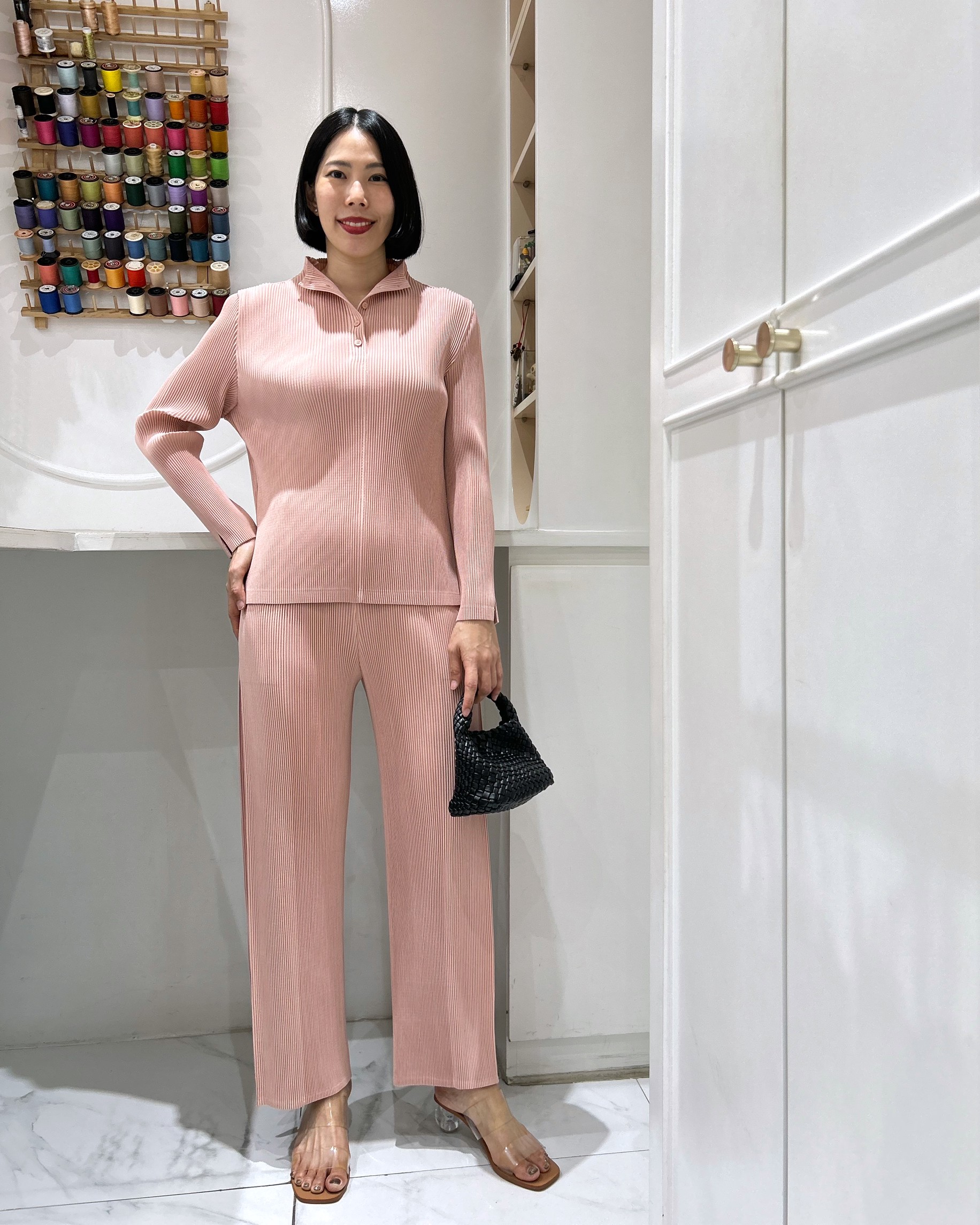 2MUAY รุ่น GJO11551 / GJO1015 THICK HIGH NECK BUTTON FRONT PLEATED SET 7 สี FREE SIZE