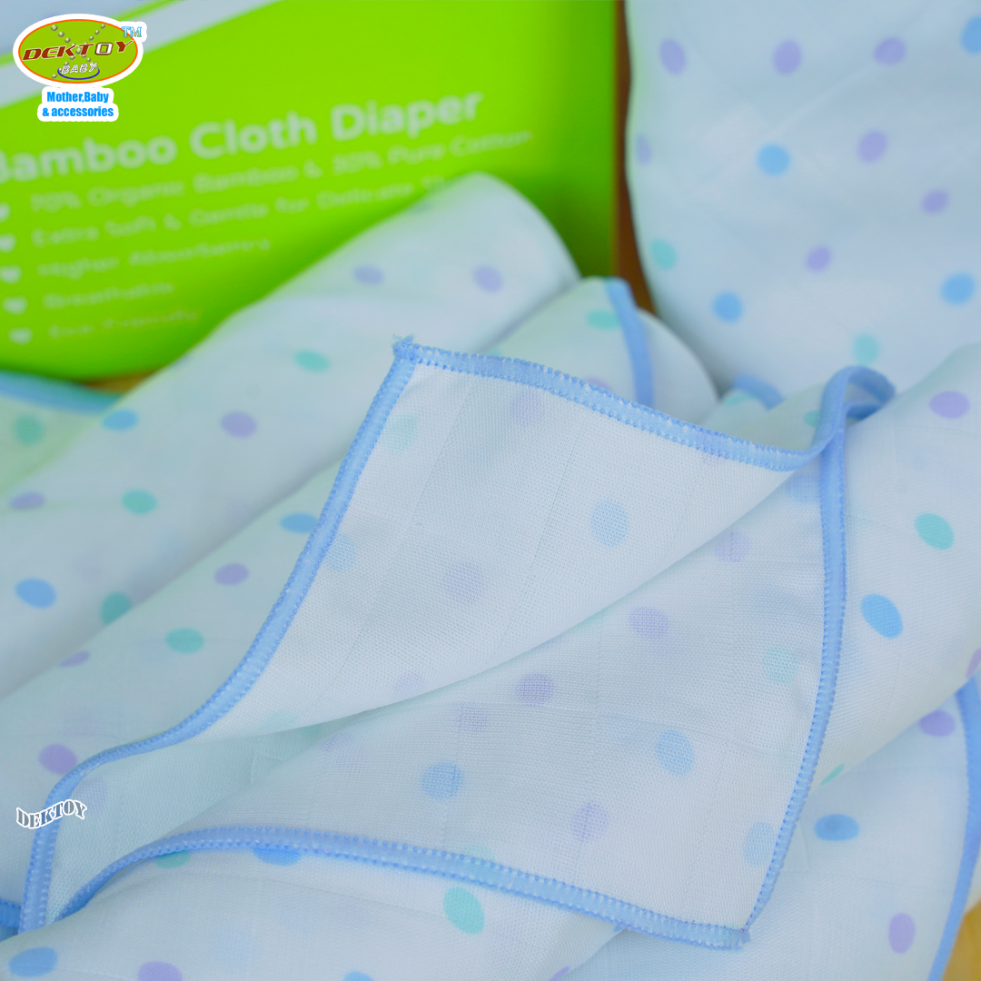 Pureen เพียวรีน ผ้าอ้อมเยื่อไผ่เพียวรีน สีฟ้า 29 x 29 นิ้ว 6 ผืน Organic Bamboo Cloth Diaper