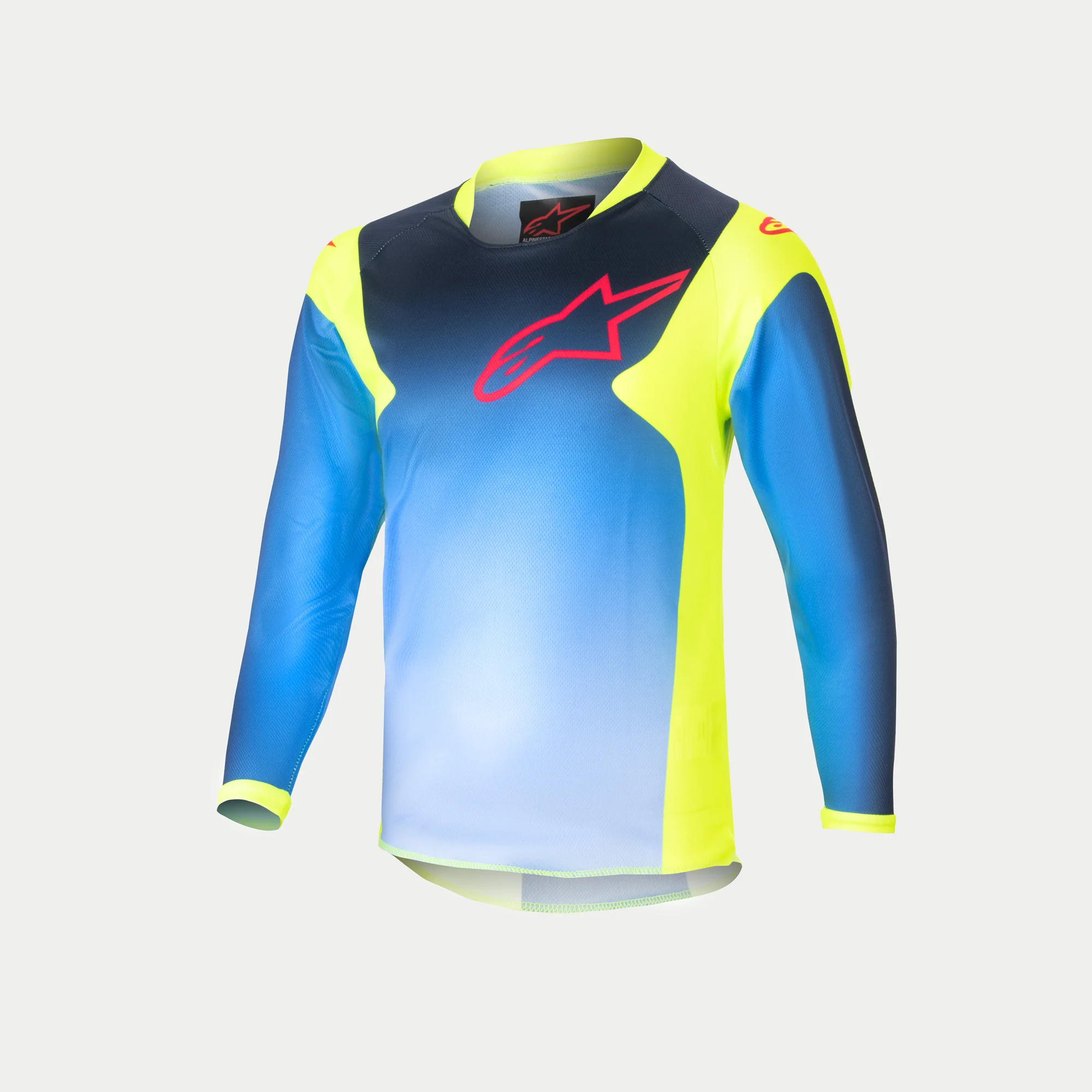 Alpinestars 2024 Kids Racer - Graphic 1 Jersey - Yellow Fluo/Blue/Night Navy