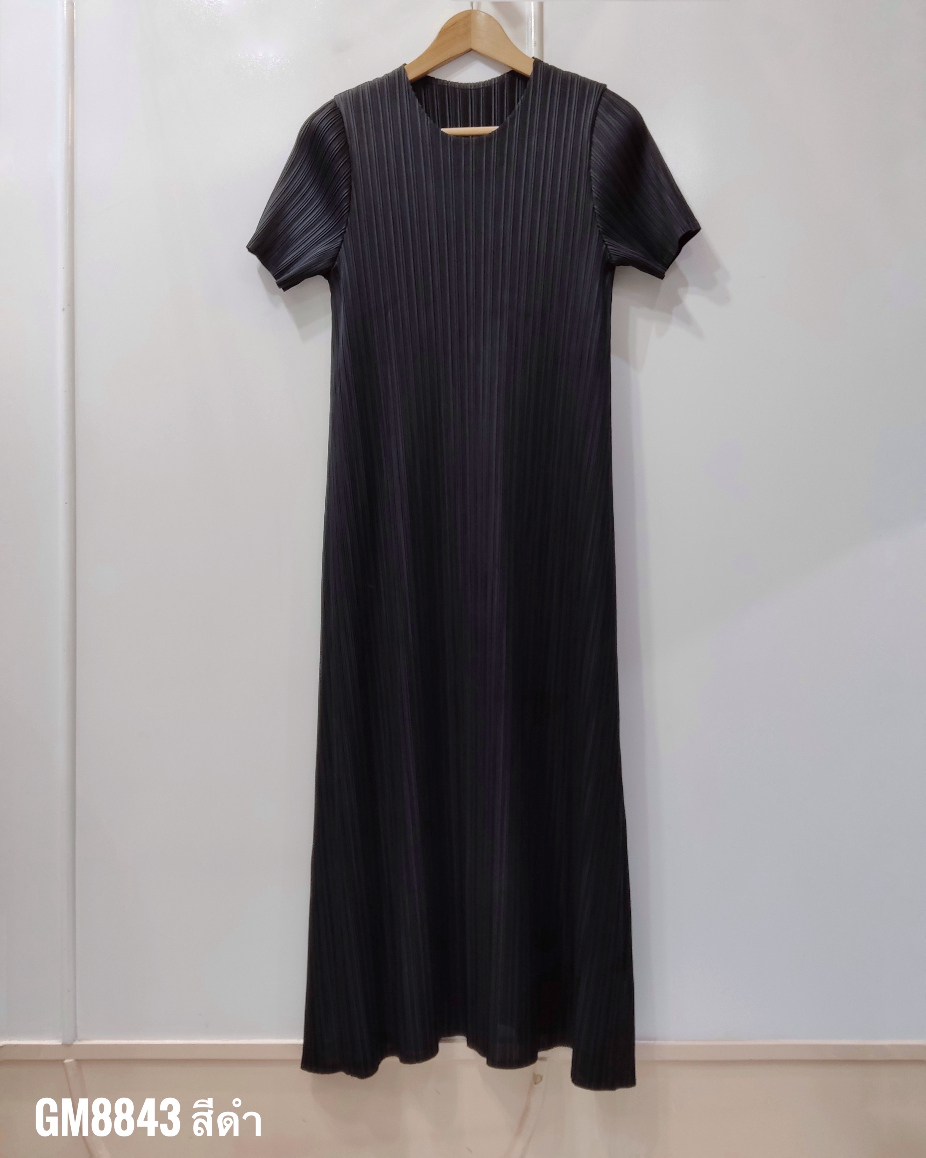 อกถึง 44 นิ้ว 2MUAY รุ่น GM8843 เดรสอัดพลีท ROUND NECK SHORT SLEEVE PLEATED DRESS FREE SIZE