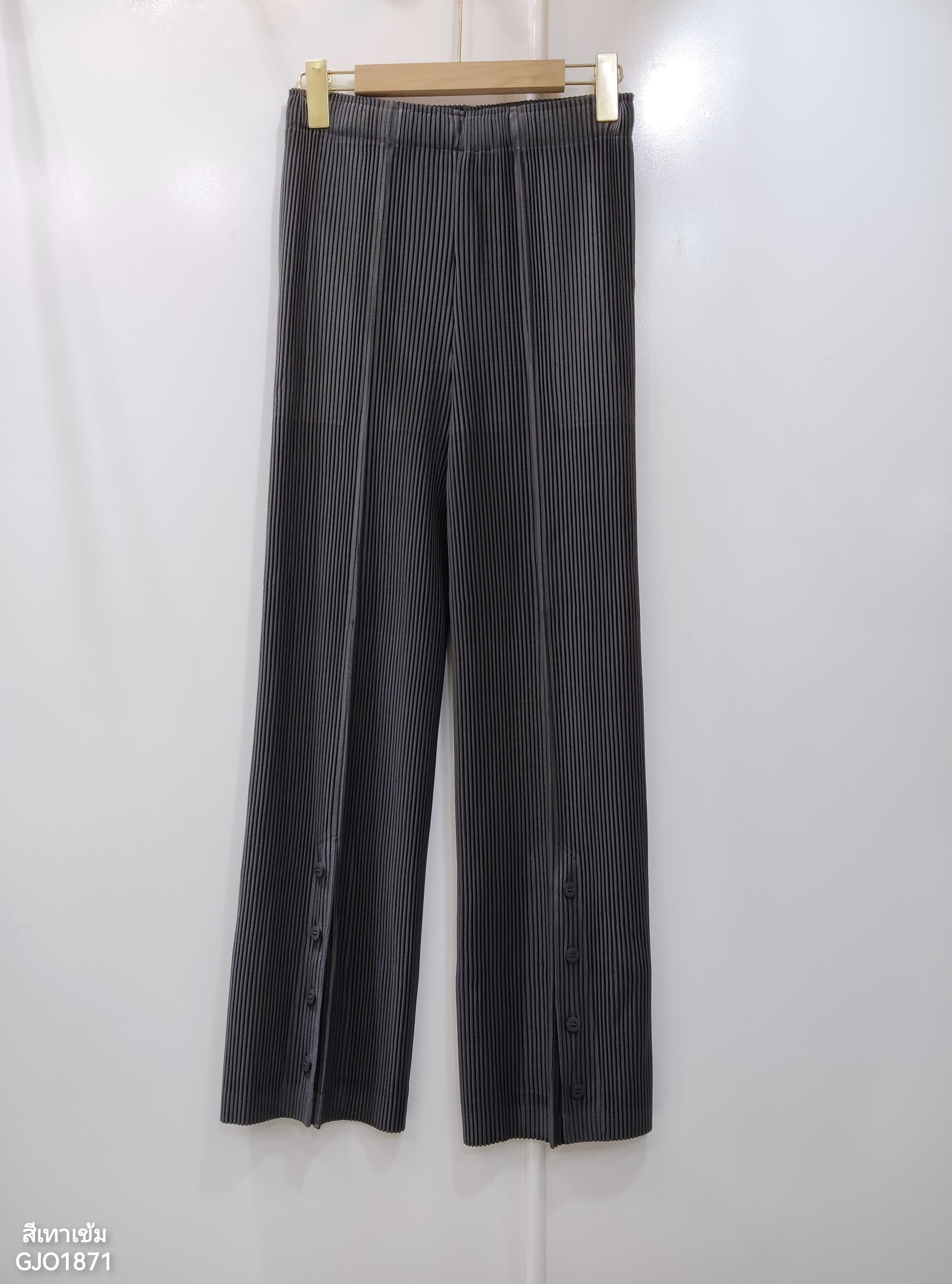 ยาว 38.5 นิ้ว 2MUAY รุ่น GJO1871 กางเกงพลีทคุณภาพ THICK STRAIGHT LEG SPIT FRONT PLEATED PANTS 10สี FREE SIZE