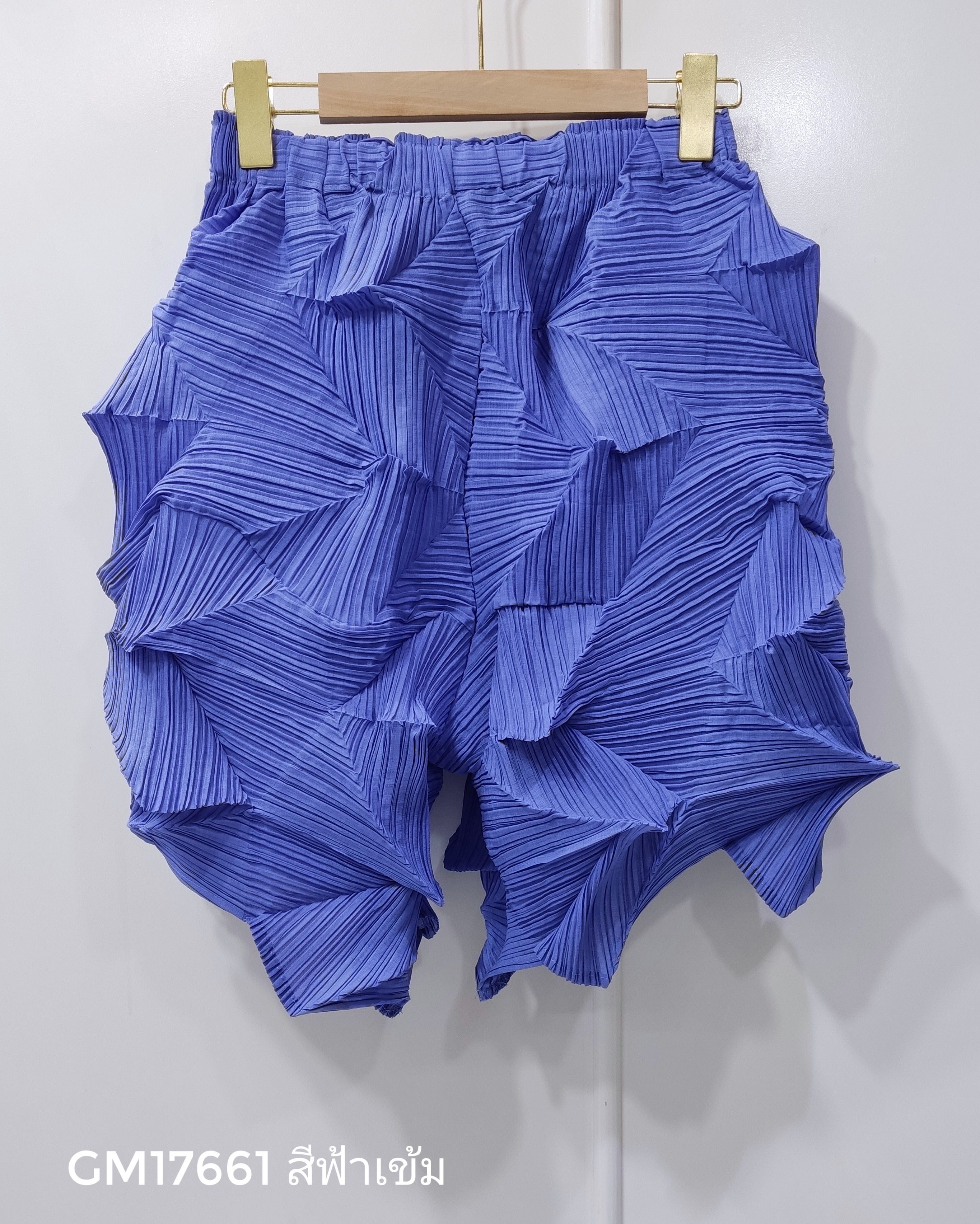 ยาว 19 นิ้ว 2MUAY รุ่น GM17661 กางเกงอัดพลีท SHORT LEG ZIG ZAG PLEATED PANTS 3สี FREE SIZE