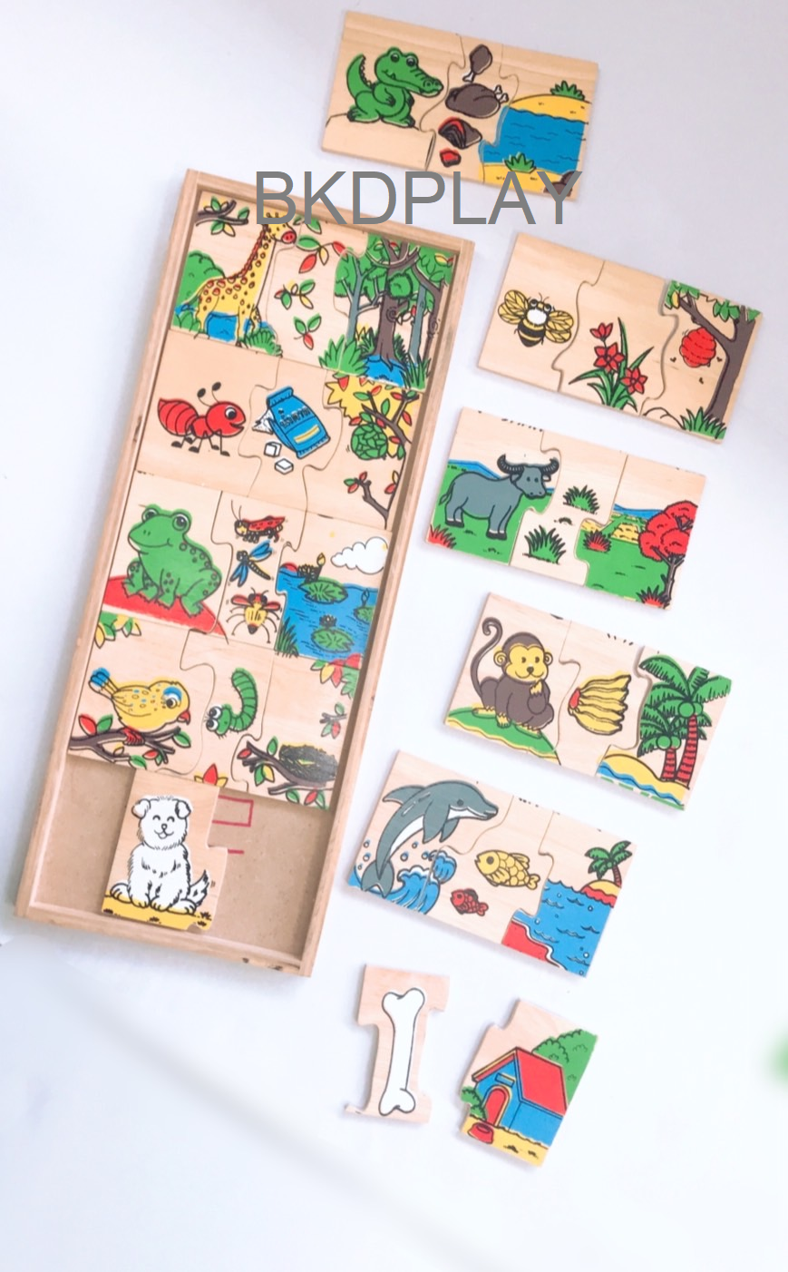 เกมจับคู่สัตว์-อาหาร-ที่อยู่ , ของเล่นไม้, ของเล่นเสริมพัฒนาการ, ของเล่นเด็กอนุบาล, สื่อการสอนเด็กอนุบาล วัสดุและสี ปลอดภัยต่อเด็ก มีมาตรฐาน มอก. ตามที่ สพฐ. กำหนด