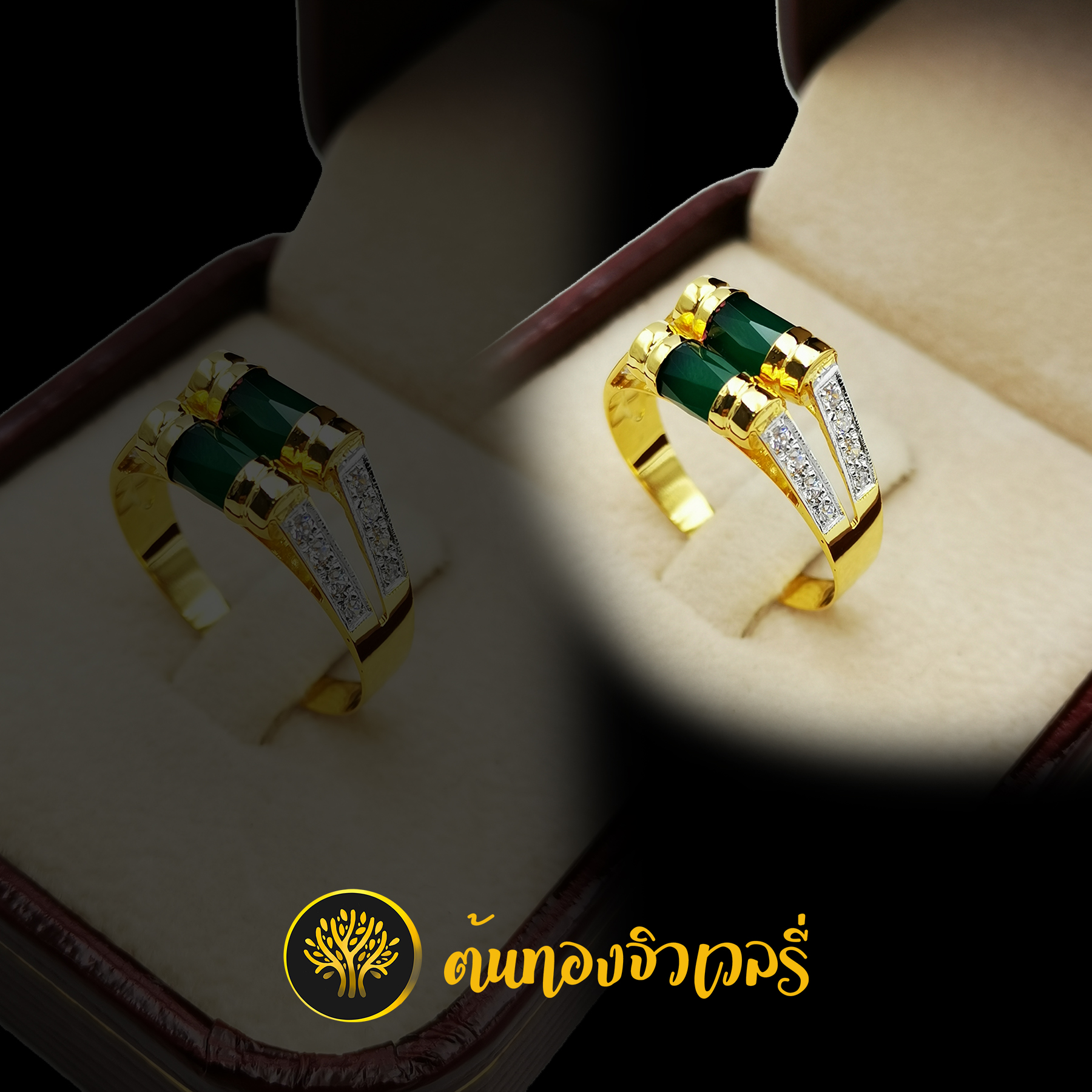 แหวนพลอยโมรา 2เม็ด ก้านแยกฝังเพชร มองยังไงก็สวยไม่เปลี่ยนเลยนะครับ รับประกันความสวยได้เลย