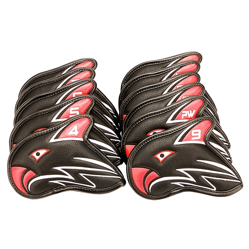 ปลอกหุ้มหัวไม้กอล์ฟ ปลอกหุ้มหัวไม้ชุดเหล็ก COVER IRONS SET EAGLE ( 1 เซ็ตมี 11 ชิ้น ) สีดำ