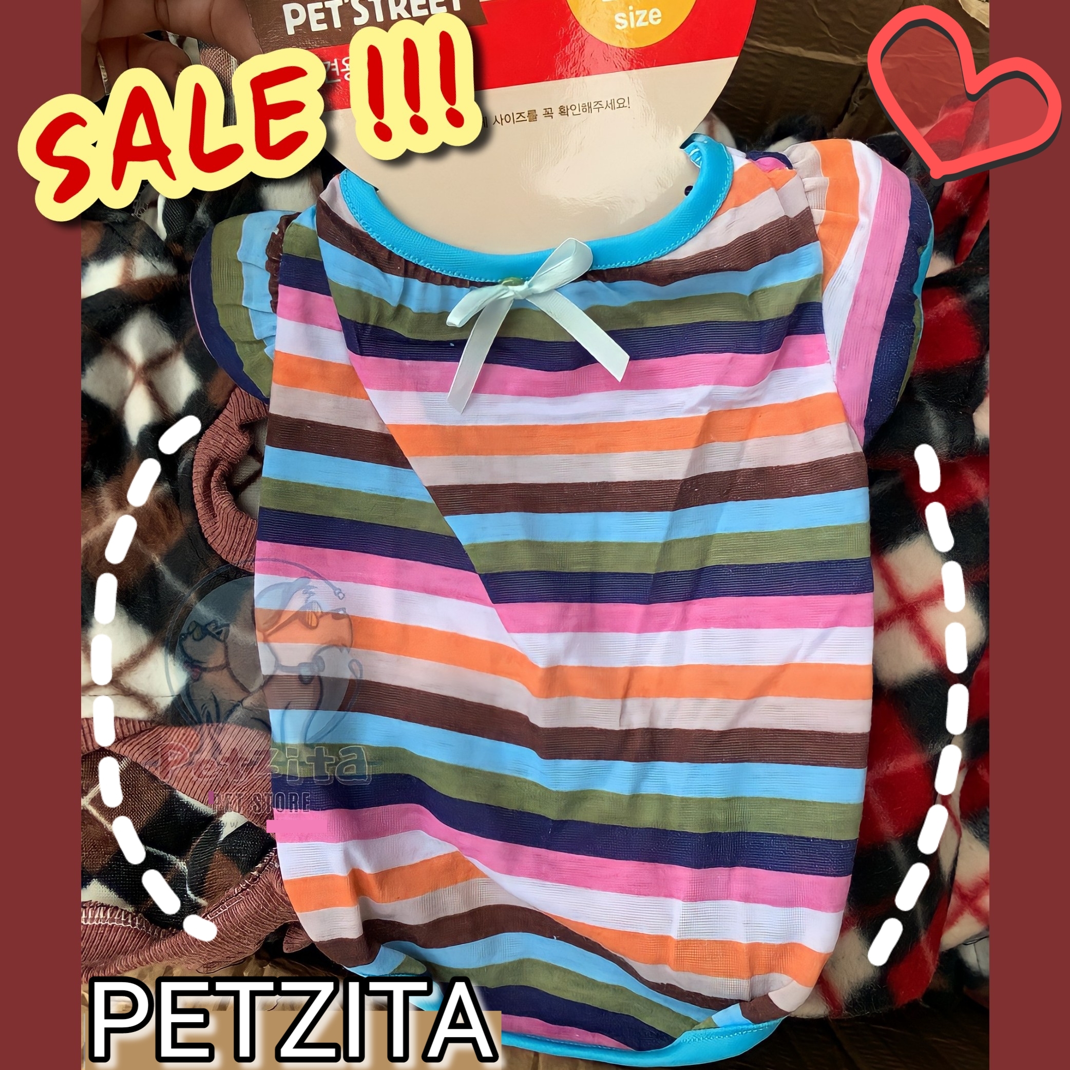 🇹🇭พร้อมส่ง🇹🇭 SALE !!! เสื้อแฟชั่นลายทางหลากสี งานป้ายแบรนด์เกาหลี ผ้าใส่สบาย for pet สุนัข หมา แมว สำเนา