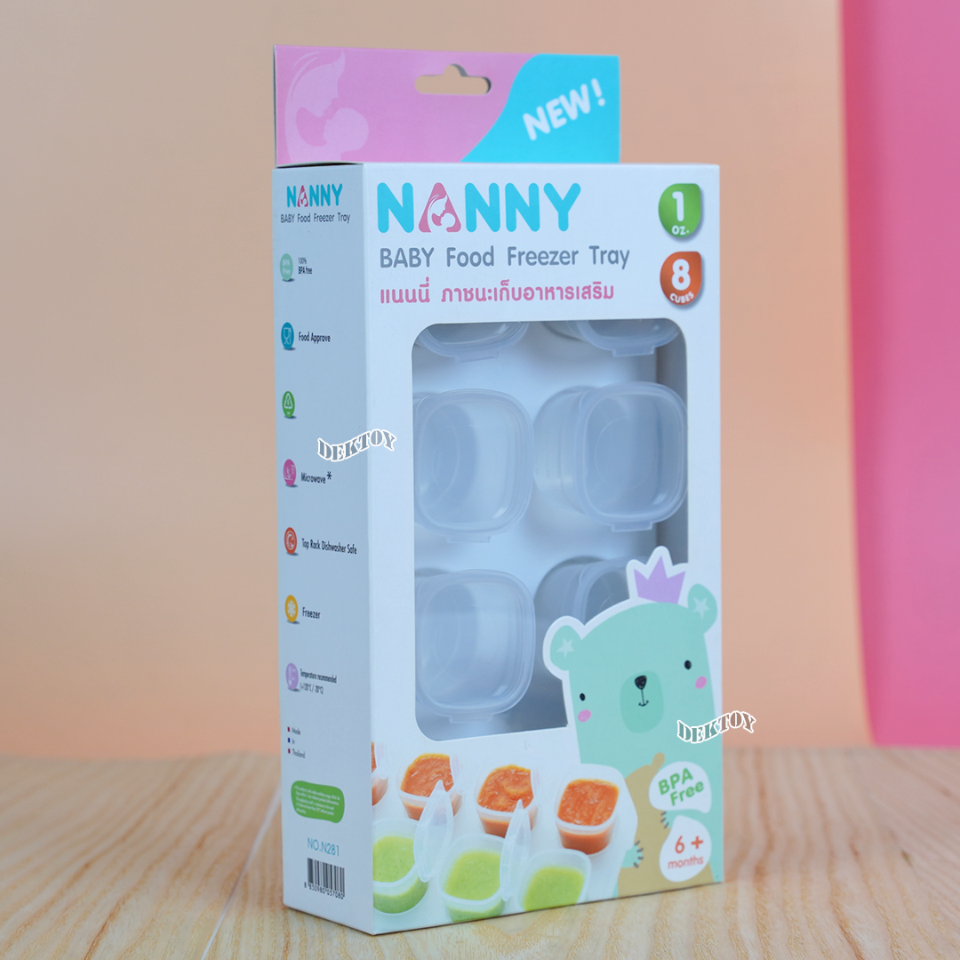 กล่องเก็บอาหารสำหรับแช่แข็งฝาปิดNanny 8 ถ้วย ขนาด1.5ออนซ์ N281