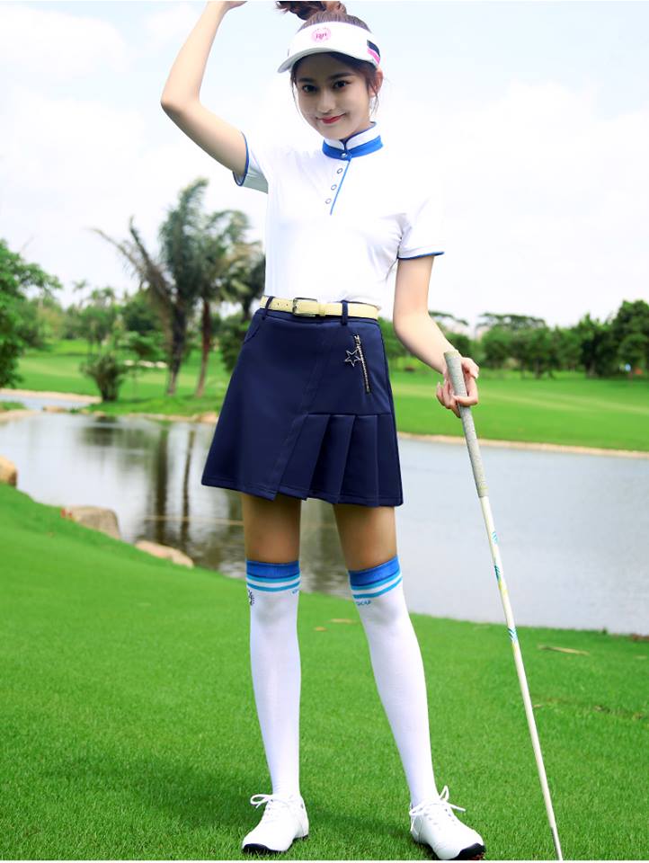 กระโปรงกอล์ฟ PGM QZ038 สีกรม