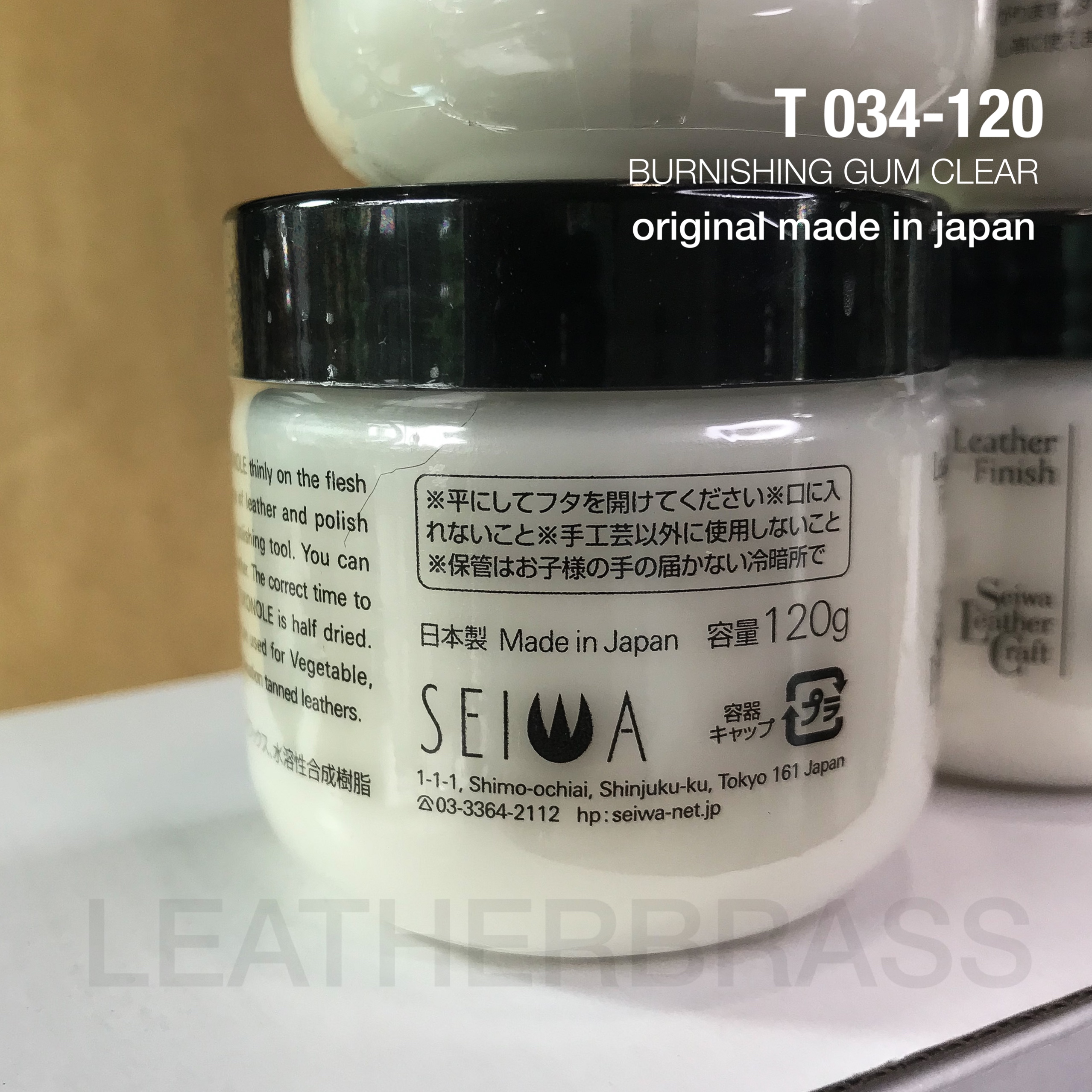 T034-120 Gum กระปุก ขนาด 120 กรัม น้ำยาขัดขอบ สีใส ยี่ห้อ Seiwa Tokonole อุปกรณ์งานหนัง**ราคาต่อกระปุก**