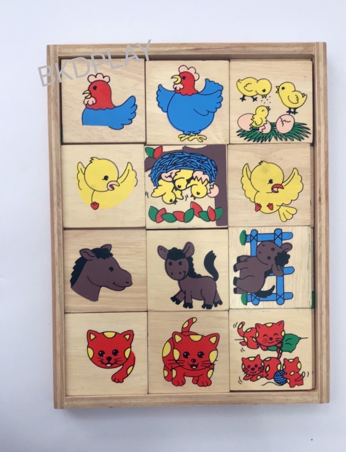 เกมจับคู่สัญลักษณ์แม่-ลูก ชุดสัตว์เลี้ยง , ของเล่นไม้, ของเล่นเสริมพัฒนาการ, ของเล่นเด็กอนุบาล, สื่อการสอนเด็กอนุบาล