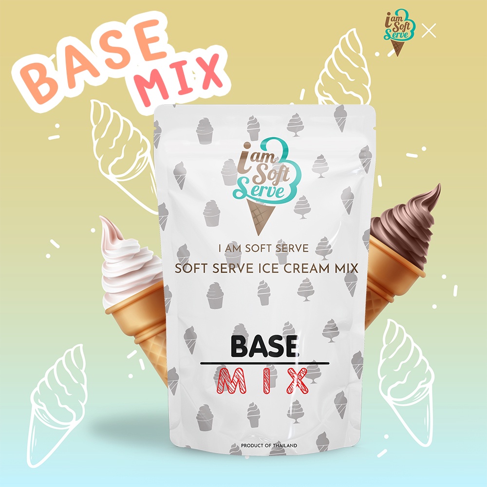 ผงไอศครีมซอฟท์เสิร์ฟ ผงไอติม - รสเบส (ICE CREAM POWDER SOFTSERVE, HOMEMADE, GELATO)Original ขนาด 1 Kg.