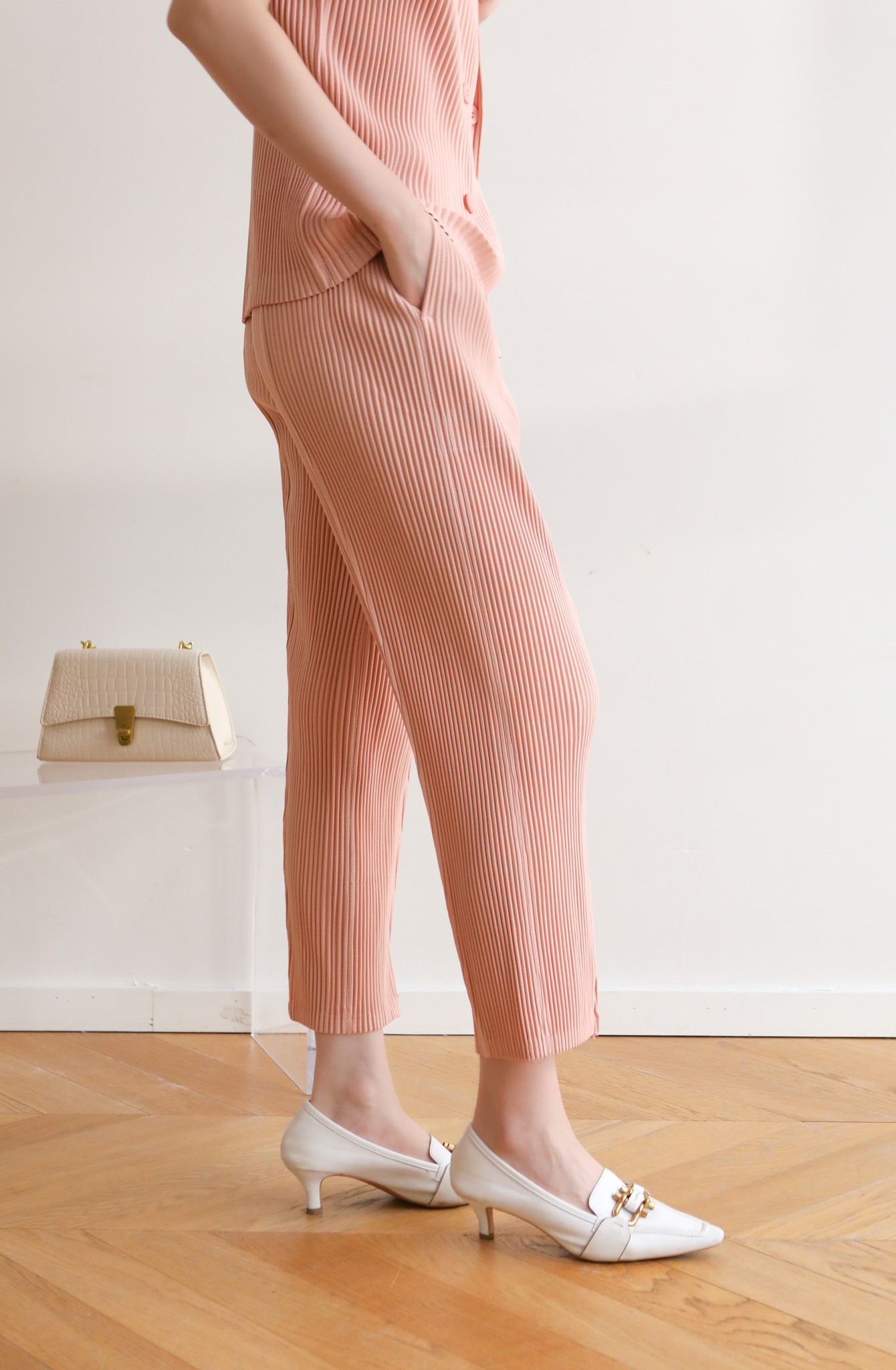 ยาว36,37นิ้ว!! 2MUAY รุ่น GJO8769 กางเกงผ้าหนาอัดพลีท THICK SLIM SPILT FRONT PLEATED PANTS 14 สี FREE SIZE