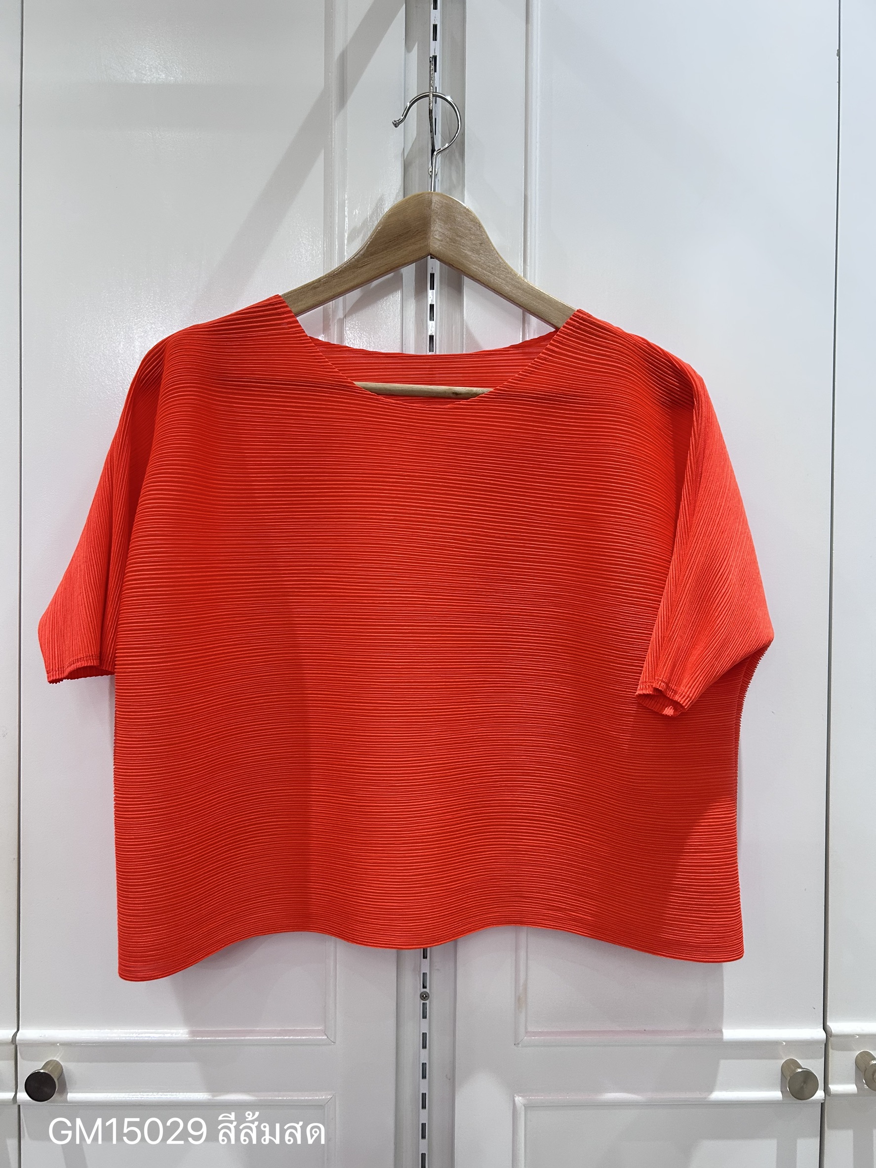 อกถึง48 2MUAY GM15029 เสื้ออัดพลีท SHORT SLEEVE PLEATED TOP 28 สี FREE SIZE