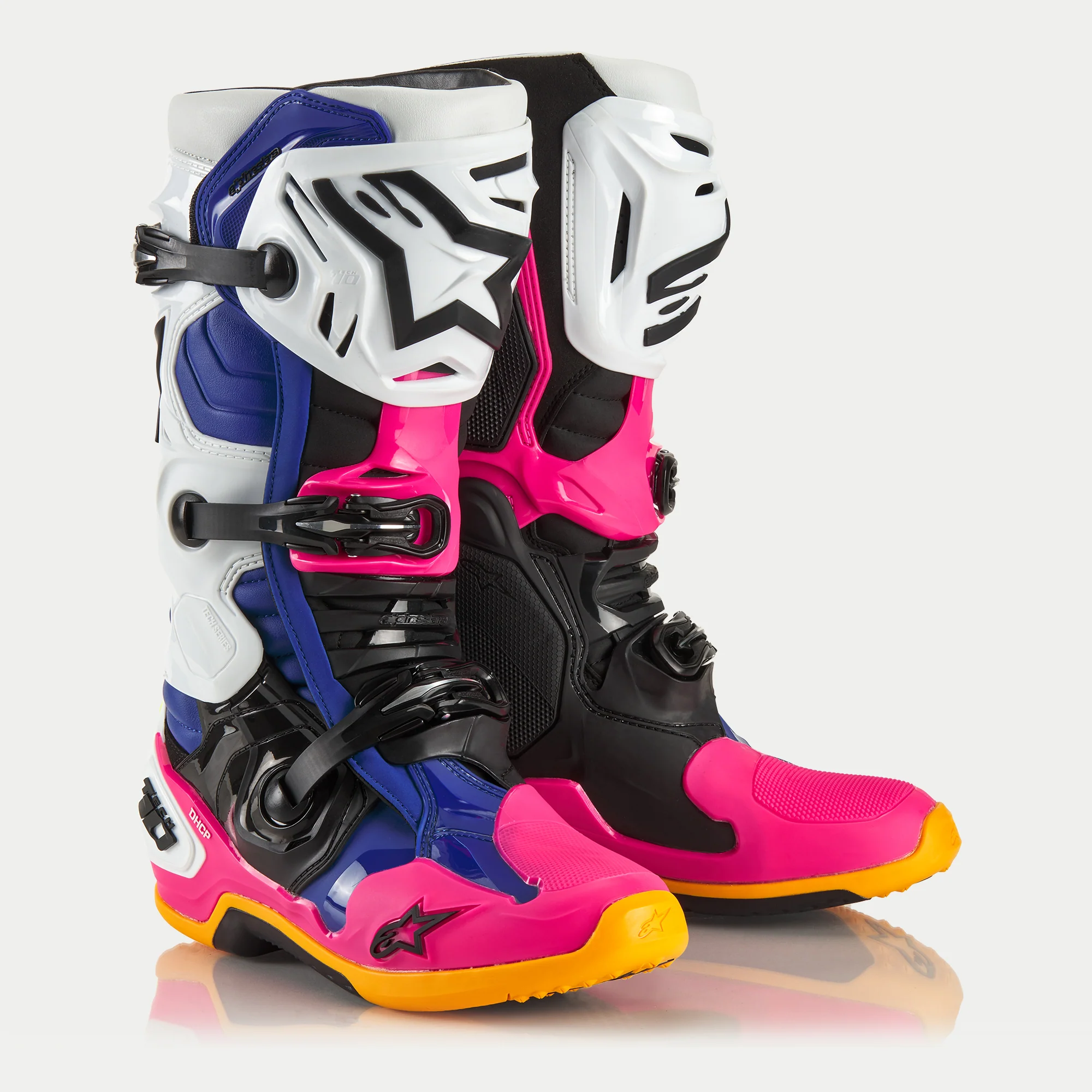 รองเท้า Alpinestars Tech 10 Boot - Limited Edition Coast - White/Dark Blue/Pink Fluo