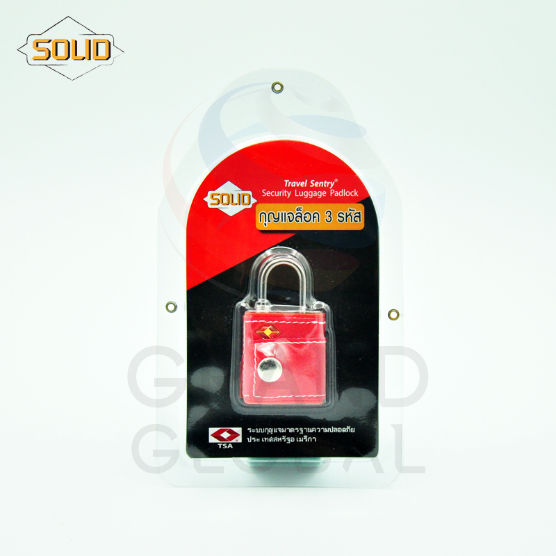 SOLID แม่กุญแจล็อค3รหัส TSA