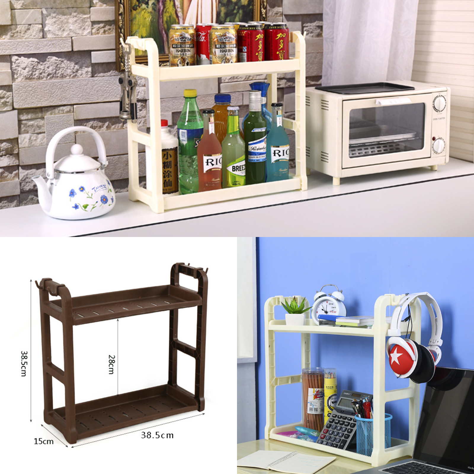 🔥Sale ลดราคา🔥 ชั้นวางเครื่องปรุง 2ชั้น มี2รุ่นให้เลือก เหลี่ยม/โค้ง วางของ เครื่องปรุง ของใช้ทั่วไป แข็งแรง ดีไซน์สวย