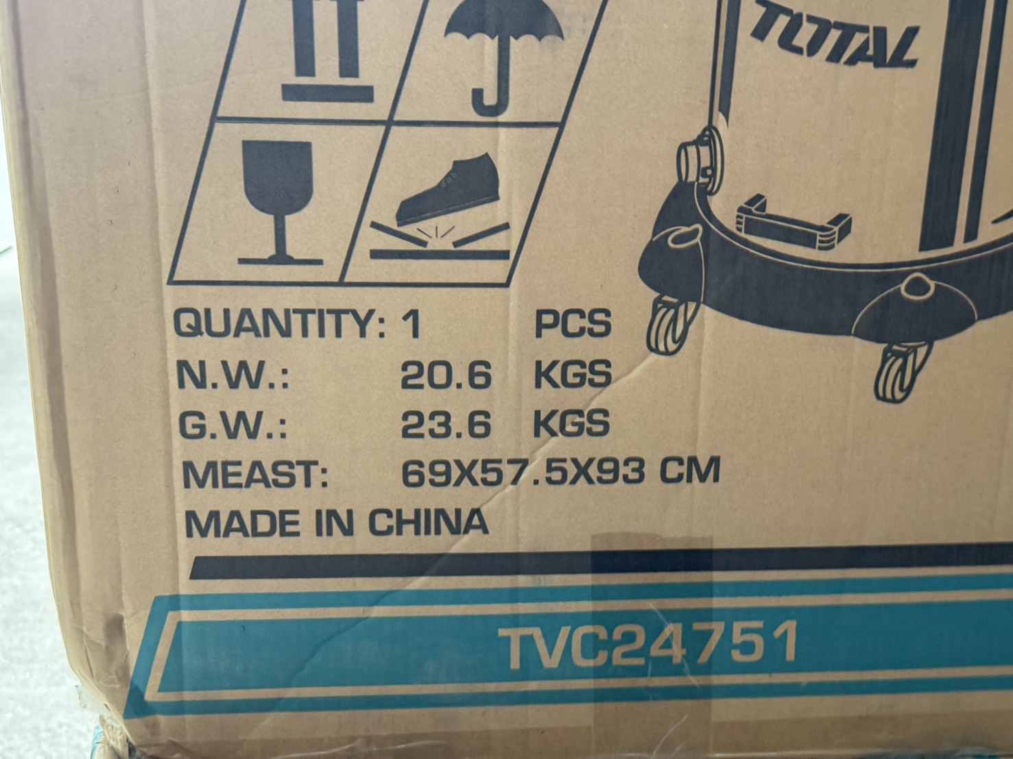 Total เครื่องดูดฝุ่น 2 มอเตอร์ 2400 วัตต์ ความจุ 75 ลิตร รุ่น TVC24751 ( Vacuum Cleaner )