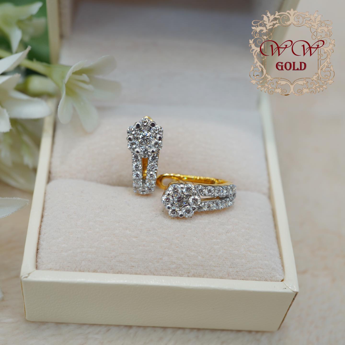 ต่างหูห่วงประกบ2แถว