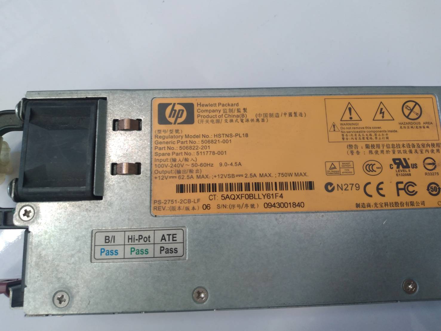 HP ProLiant DL G6/G7 750W Power Supply - 511778-001 506822-201