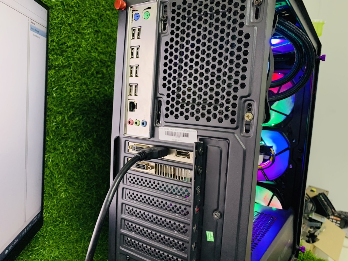 PC ประกอบ Case Nubwo GYVER 324 พร้อมจอ 24 นิ้ว ไม่มีฝาข้าง สำหรับ เล่นเกมส์ สินค้ามีประกัน