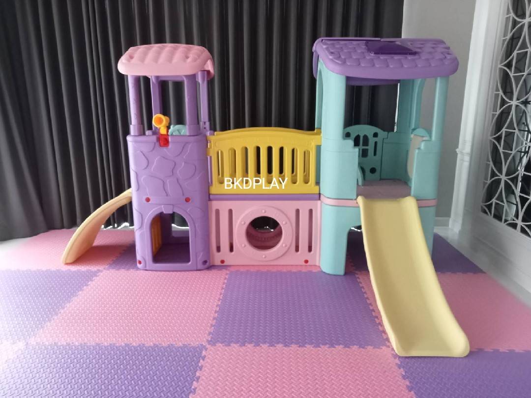 บ้านน้อย2ชั้น บ้านสไลเดอร์ สีหวานพาสเทล สไลเดอร์พร้อมปีนป่าย บ้านสไลเดอร์ของเล่น บ้านน้อยสองชั้น สไลเดอร์บ้าน,กระดานลื่นพลาสติก เครื่องเล่นสนามกลางแจ้ง ในร่ม playground ,Kidzone พร้อมส่ง