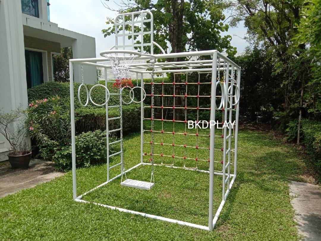 ลูกเต๋าปีนป่าย ชุดรวมปีนป่ายสี่เหลี่ยมA2 ปีนป่ายเชือก พร้อมบาร์โหน บาร์ไต่ ชิงช้า เครื่องเล่นสนามเหล็ก เครื่องเล่นสนามกลางแจ้ง OutdoorPlayground
