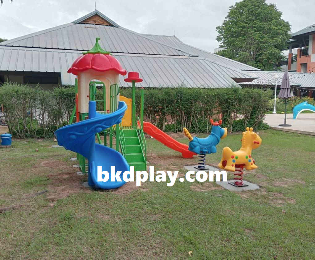 เครื่องเล่นสนาม ชุดบ้านมะเขือเทศ,สไลเดอร์, กระดานลื่น, ของเล่น,ครุภัณฑ์สนามเด็กเล่น, สพฐ,โครงการโรงเรียนประชารัฐ