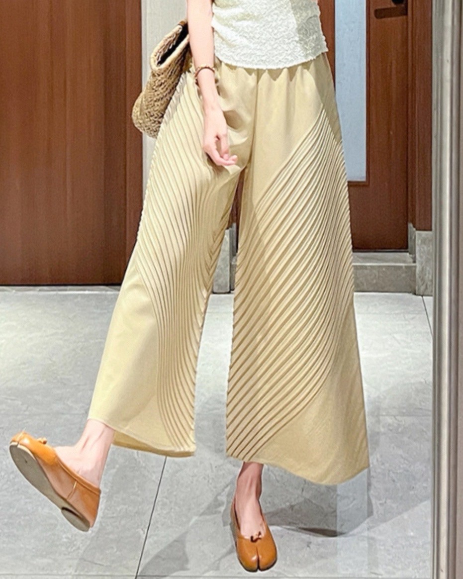 ปรับราคาลง20%!! เอวถึง37สะโพก44ยาว36นิ้ว ผ้าไม่ยืด! 2MUAY รุ่น GJO2016 กางเกงอัดพลีทคุณภาพ CHIC DIAGONAL PLEATED PANTS 7 สี FREE SIZE