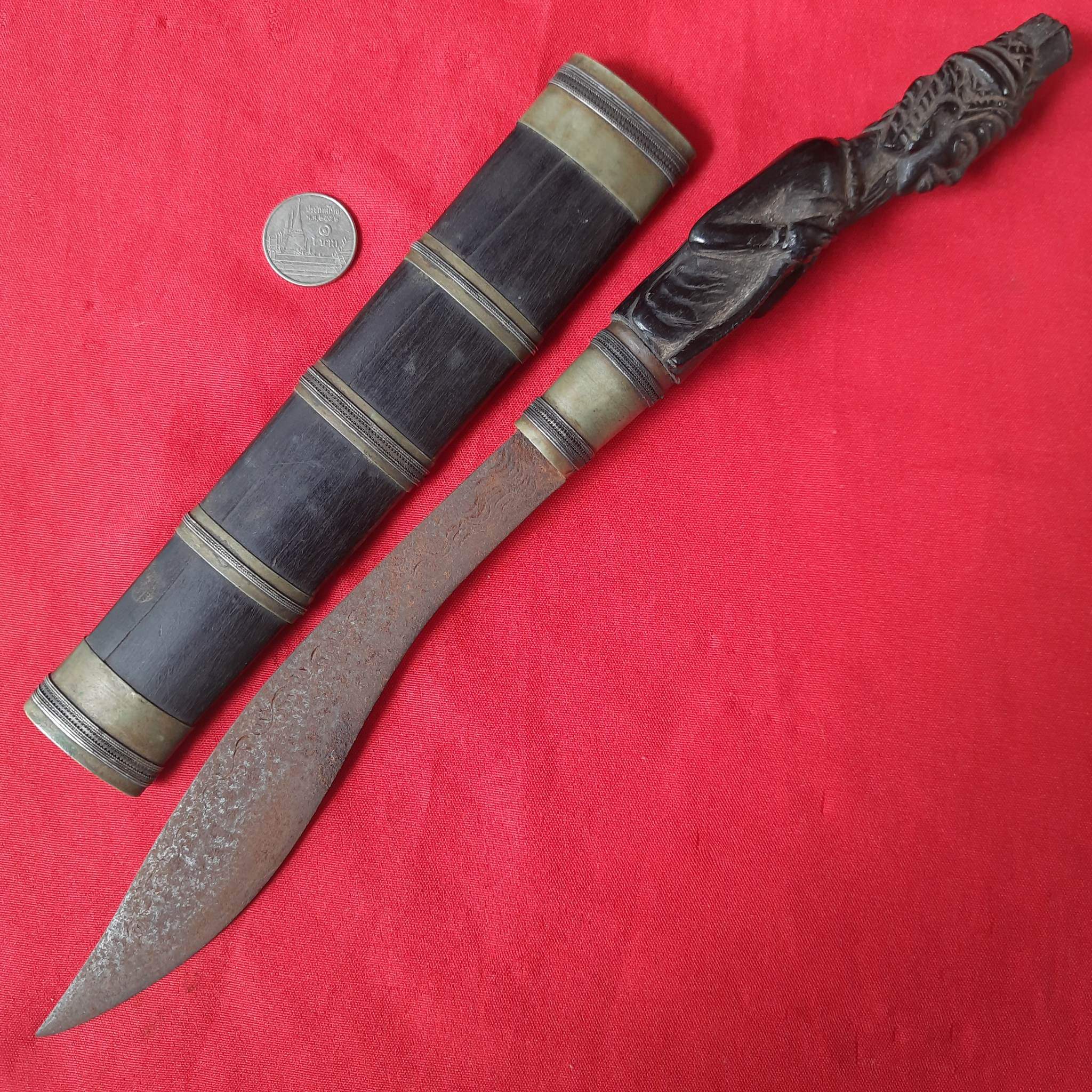 โปรไฟลุก🔥 โปรไฟลุก🔥 มีดหมอ ด้ามไม้ พญางิ้วดำ แกะสลัก พ่อแก่