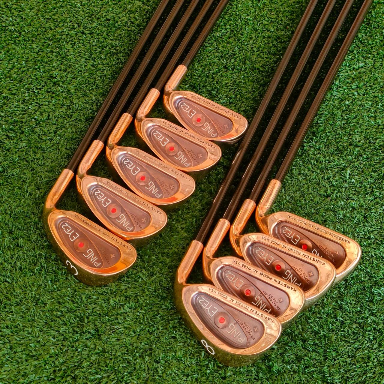 ชุดเหล็ก PING EYE2 PLUS จุดส้ม มีเหล็ก 3 - 9 เเละ PW SW ได้ 9 ชิ้น ก้าน ALDILA LOW TORQUE FLEX R ก้านกราไฟต์พรีเมี่ยม ไม้กอล์ฟมือสอง ของแท้ BY NakaraLuxurious