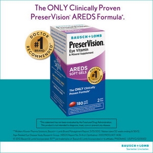Bausch + Lomb PreserVision ขนาด 120 Soft Gels วิตามินบำรุงสายตา ที่แพทย์แนะนำเป็นอันดับ 1 ในอเมริกา