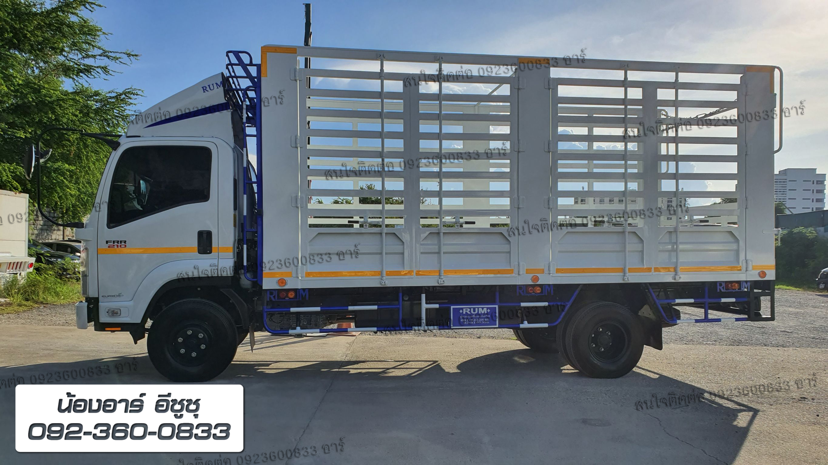 6 ล้อ ISUZU FRR190/210 แรงม้า คอกเหล็กกล่อง เปิดบานซ้าย (มีเสากลาง)