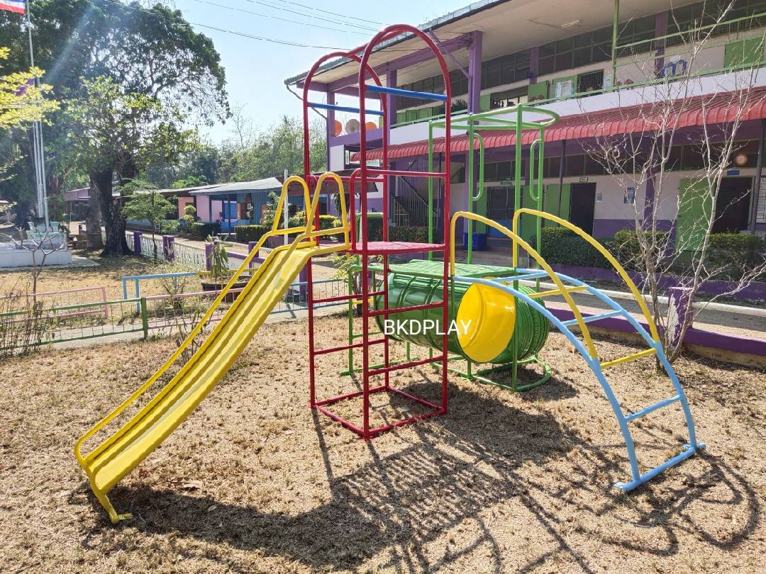 ชุดรวมB เครื่องเล่นสนามกลางแจ้ง ,เครื่องเล่นสนามเหล็ก สไลเดอร์ อุโมงค์ บาร์โหน ปีนป่าย OutdoorPlayground,ผลิตเครื่องเล่นสนาม,เครื่องเล่นในสนามเด็กเล่น,เครื่องเล่นงบสพฐ.,ประชารัฐ, ราคาโรงงาน ขนาดไม่น้อยกว่า 240 x 340 x 220 ซม.