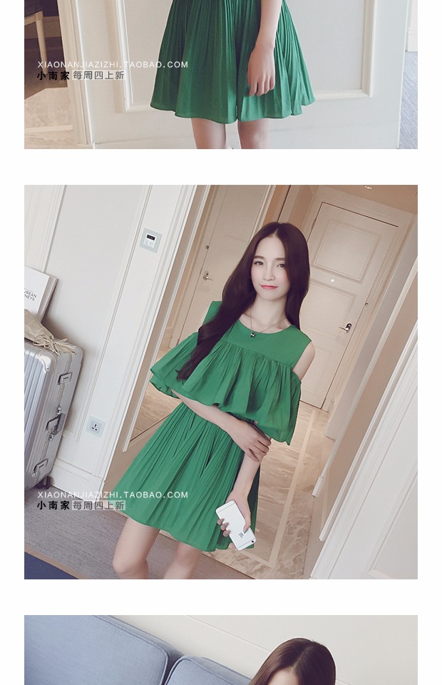 เดรสเว้าไหล่ ผ้าชีฟองเนื้อทรายเนื้อดี ตามแบบ